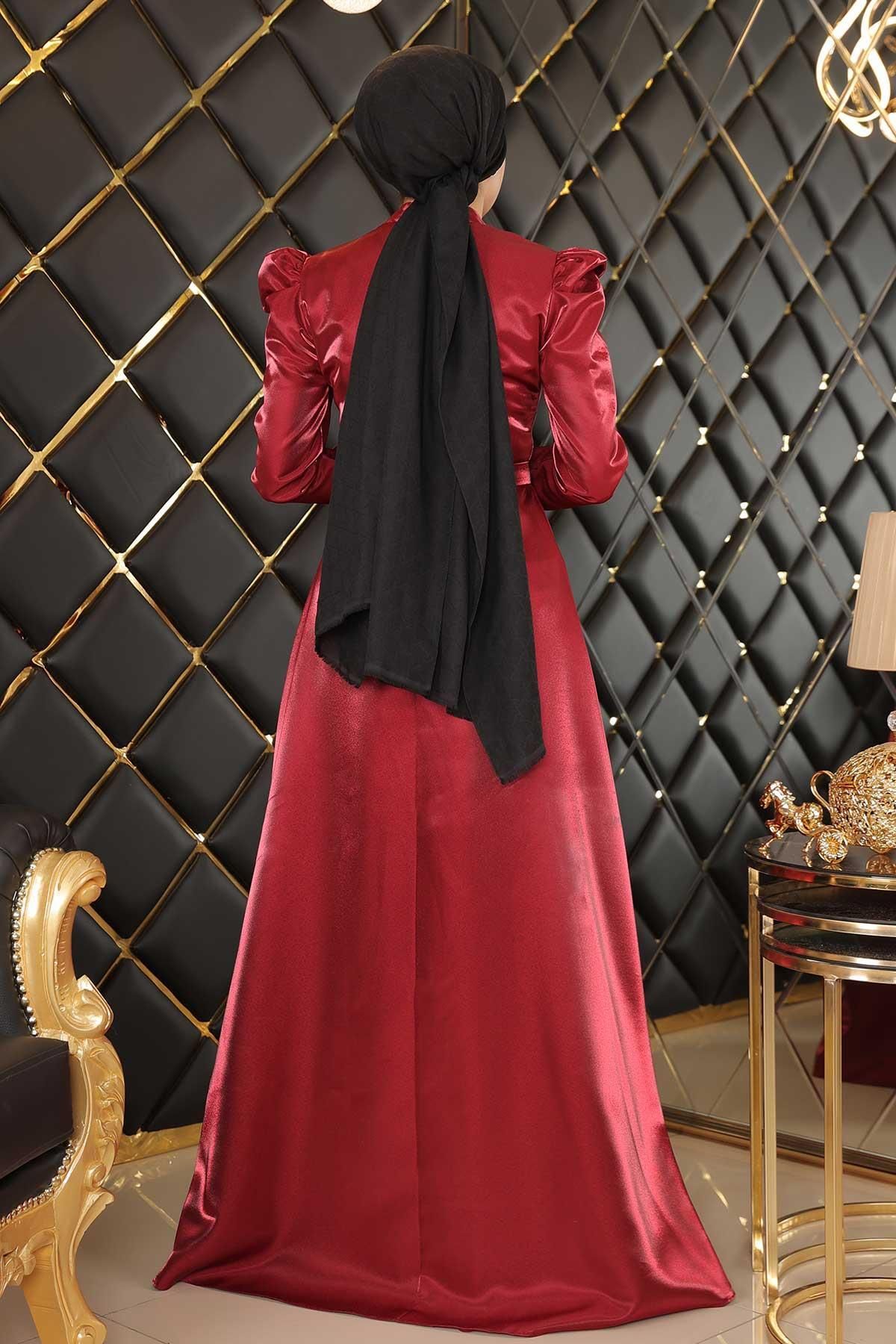 Modamihram-Večerní šaty s přehozeným hrudníkem Claret Red 19124 5