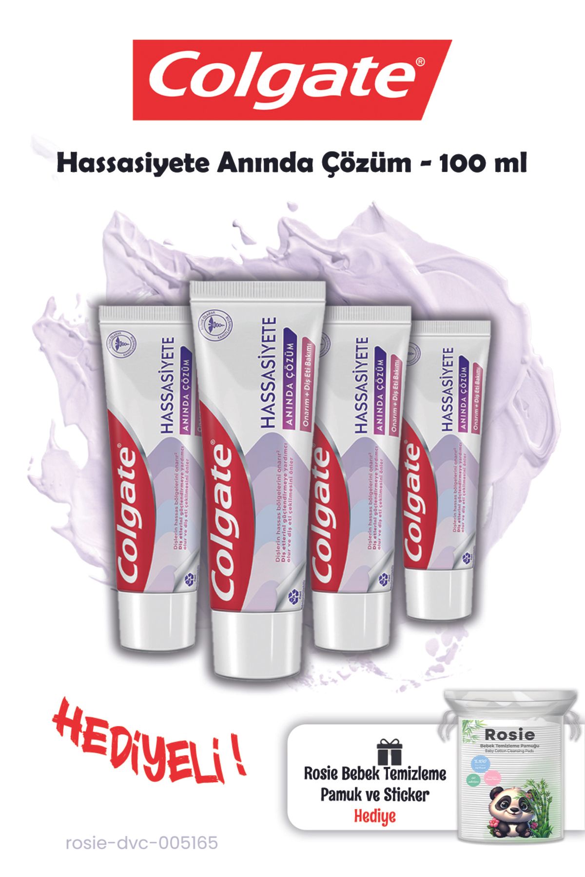 Colgate-4 Pieces of Instant Solution for Sensitivity 100 ml and Rosie 1