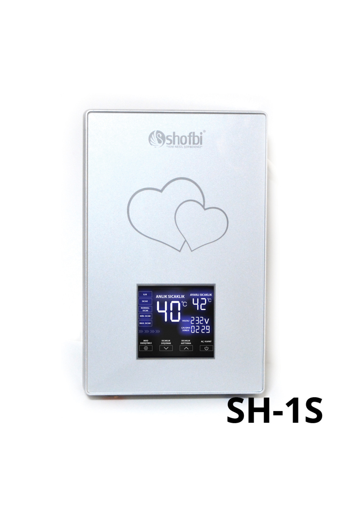 shofbi Akıllı Dijital Sıcaklık Ayarlı Şofben Sh-1s Gümüş Kalp