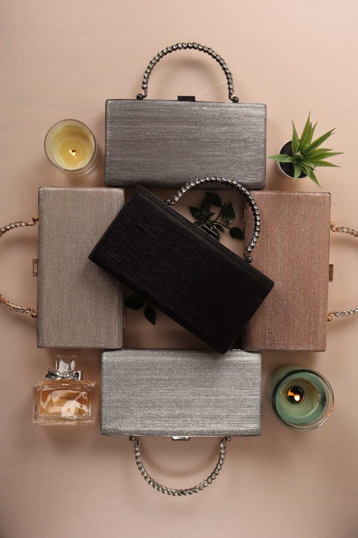 weem bag-Elysara Eb0750 |   Cinderella Stylish Square Stone Handle Evening Bag 3