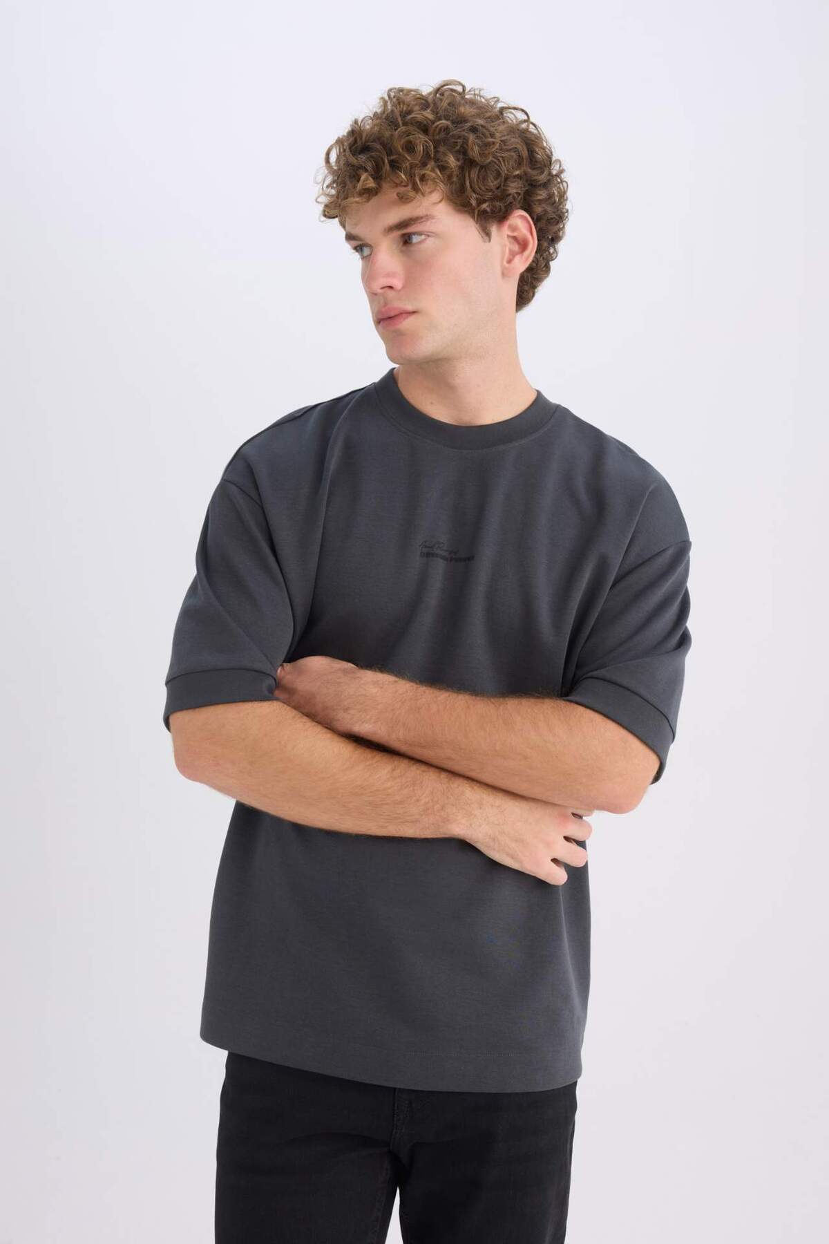 DeFacto-Tricou cu mânecă scurtă, cu mânecă scurtă, imprimat cu decolteu triplu, D5496AX25SP 3