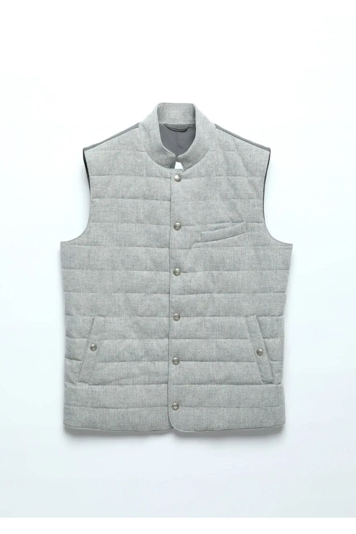 Ramsey-Light Gray Wool Blended Woven Sports Vest 6
