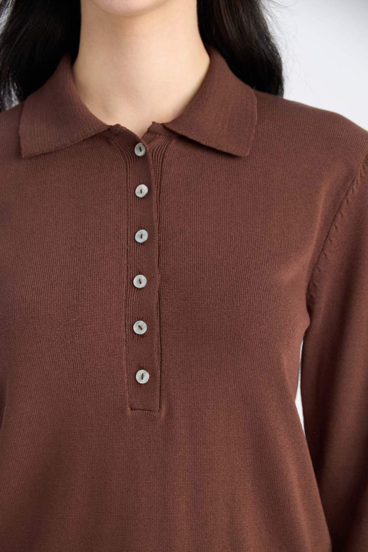 DeFacto-Basic-Strickpullover mit regulärer Passform und Polokragen D6259AX25SP 5