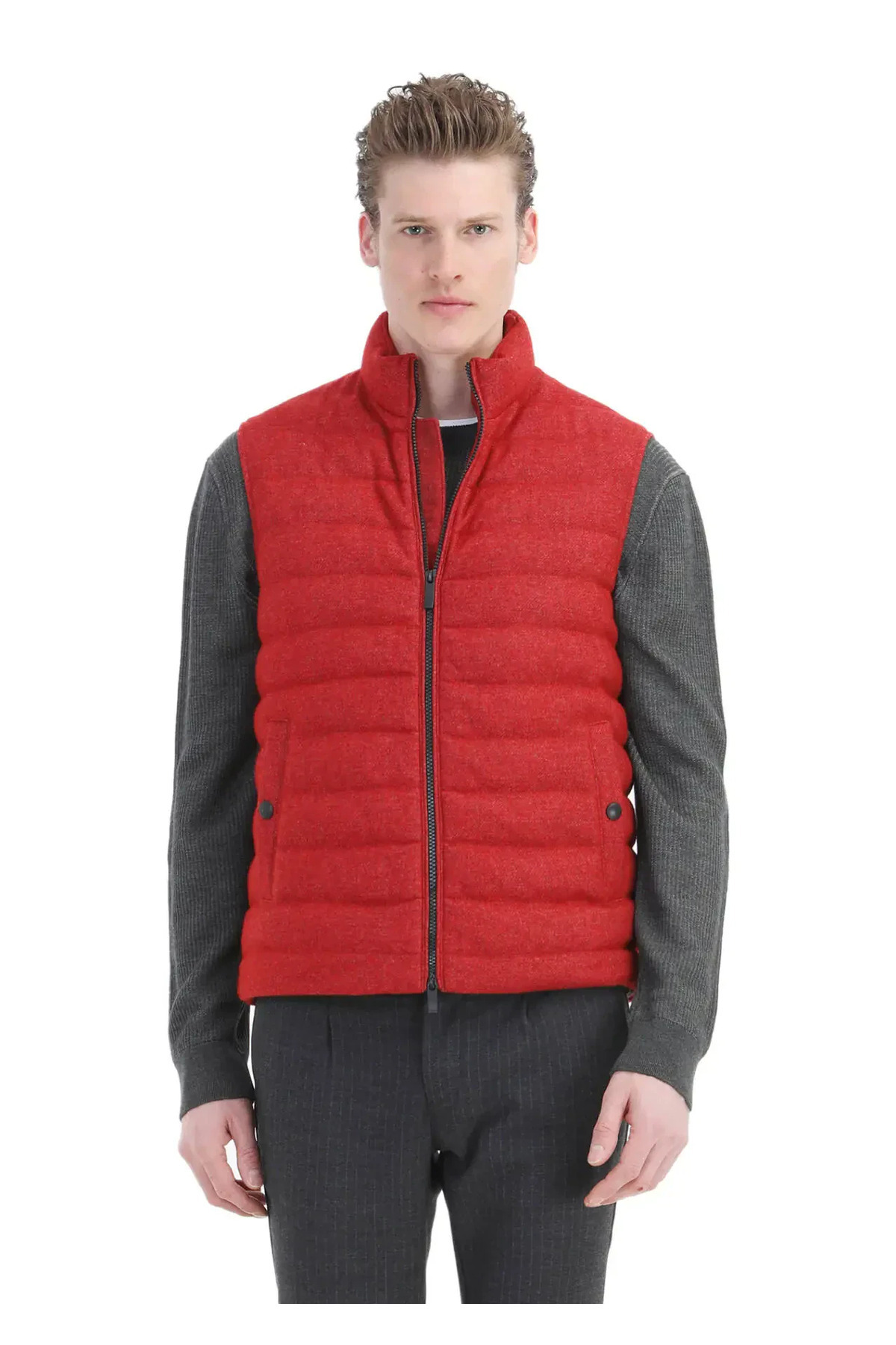 Ramsey-Red Woven Sports Vest - Wool Blended 3