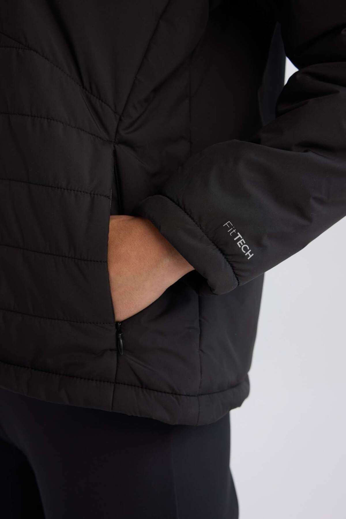 DeFacto-Defactofit Water Repellent Regular Fit Hooded Zipper Coat D6085Ax25Sp 7