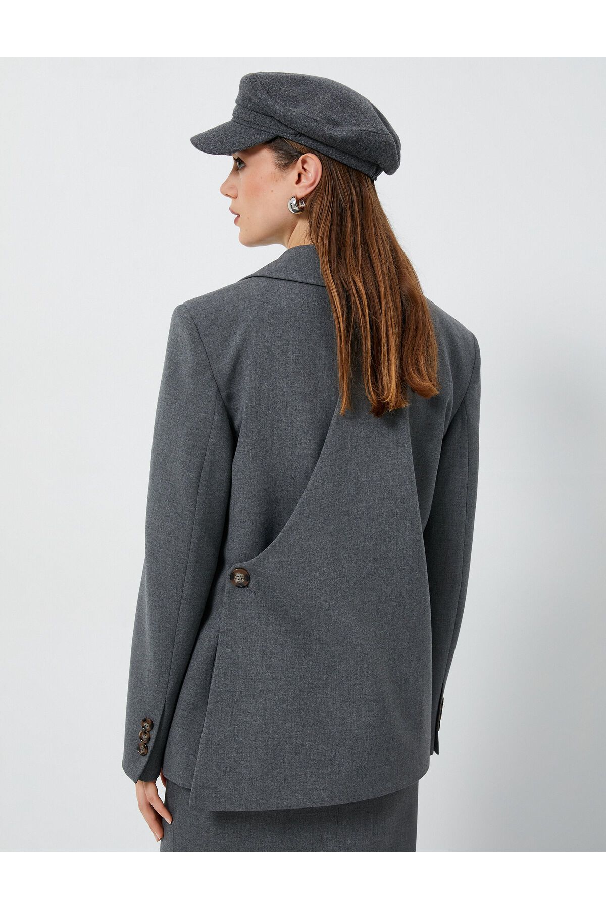 Koton-Oversize Blazer Jacket with Single Button Pocket Detail 4