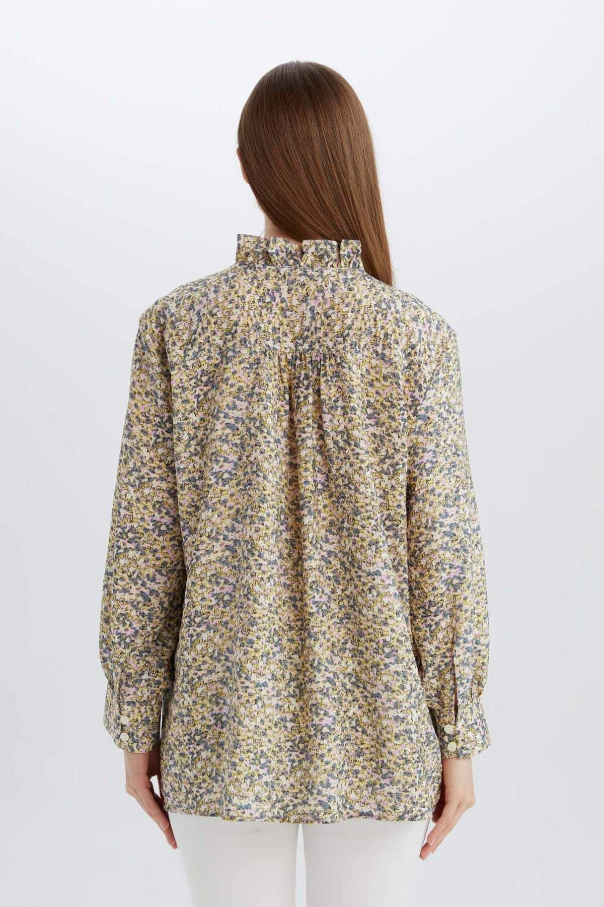 DeFacto-Reguläre Passform Blumen Langarm Hijab Bluse Tunika E1796AX25SP 5