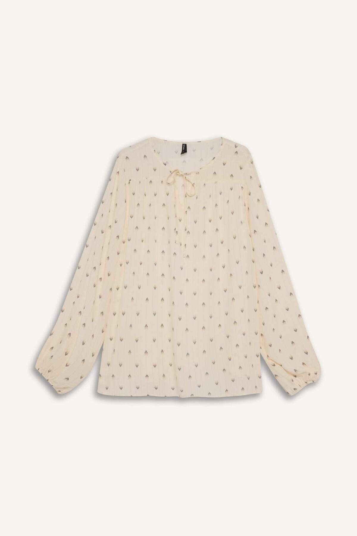 DeFacto-Regular Fit Bluse mit langen Ärmeln aus glitzerndem Stoff mit Apaş-Kragen E0779AX25SP 6
