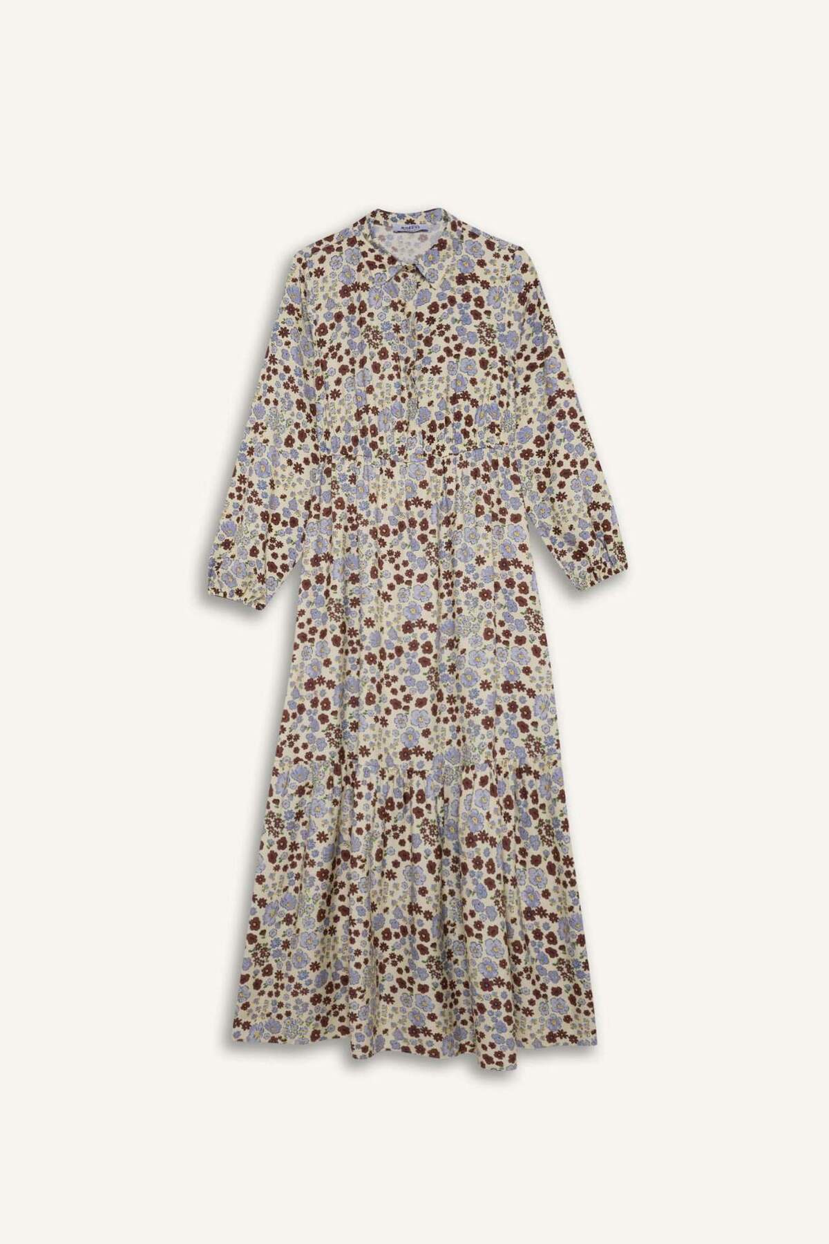 DeFacto-Langärmliges Maxi-Hijab-Kleid mit Hemdkragenmuster E5248AX25SP 6