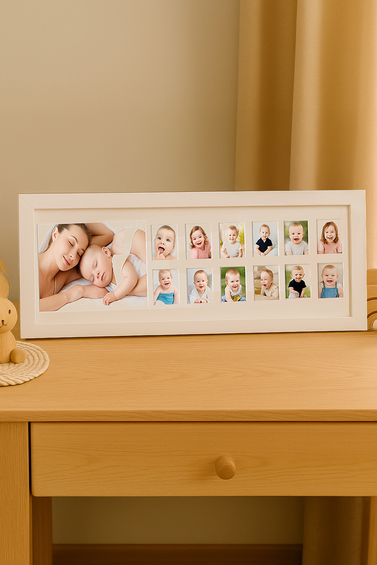 Genel Markalar Bebek İlk Yıl Fotoğraf Çerçevesi, 12 Aylık Hatıra Resimleri, Hediyelik Yenidoğan Anı Albümü 43X16 Cm fotoğrafı 2 (önizleme)