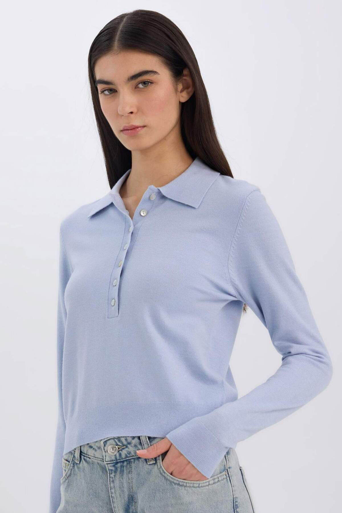 DeFacto-Basic-Strickpullover mit regulärer Passform und Polokragen D6259AX25SP 2