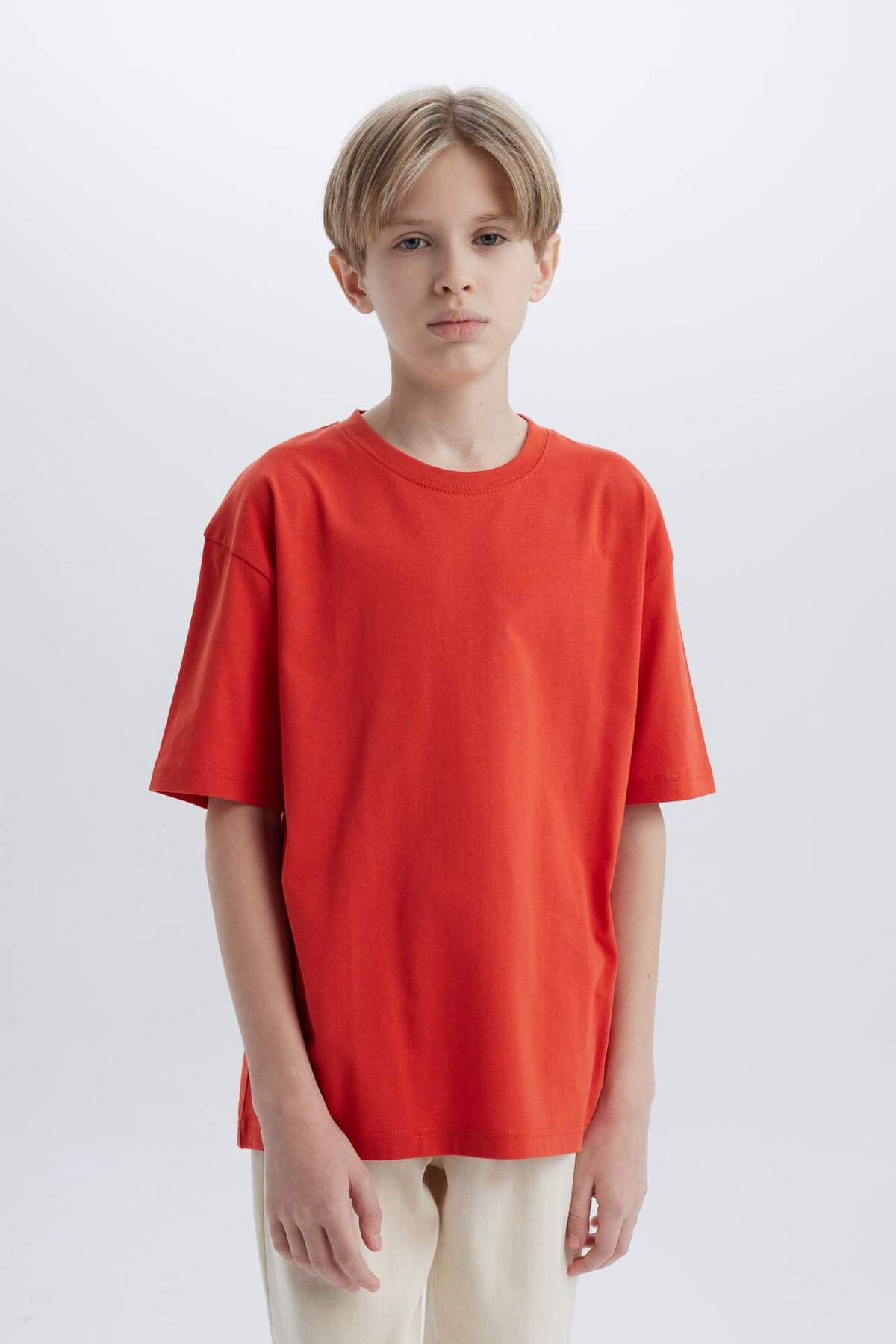 DeFacto-Tricou oversize pentru băiat, cu mânecă scurtă, cu decolteu rotund, simplu, B5927A825SM 3