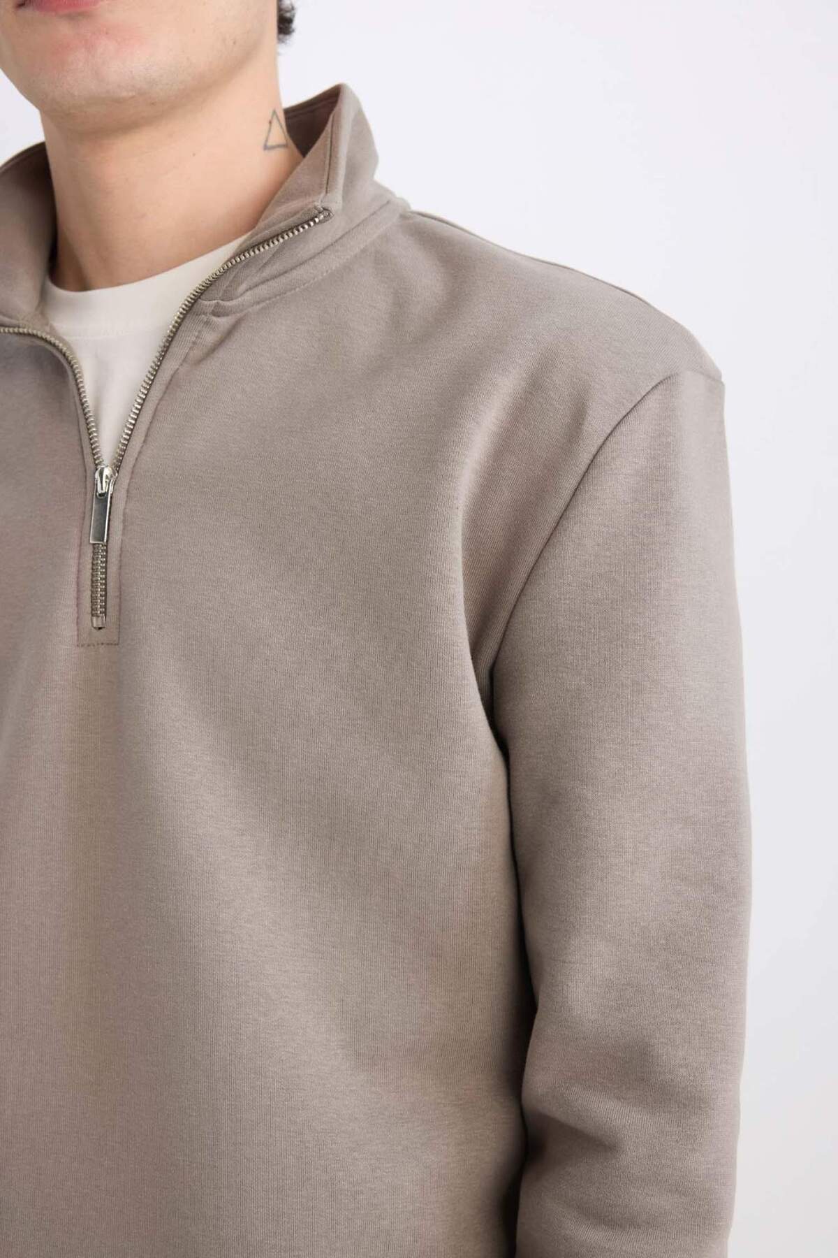 DeFacto-Bequemes, bequemes Sweatshirt mit Reißverschluss und Stehkragen und normaler Passform X7405AZ25SP 8