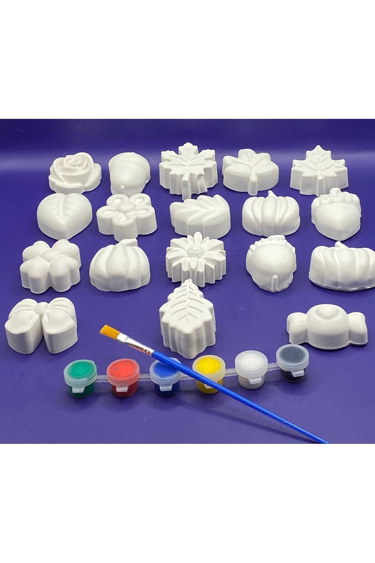 evimatolye 18 Adet (3D) XXL Karışık Figür ve Çiçekler Taş Boyama Figür Çocuk Gelişimi Etkinlik Taş boyama seti