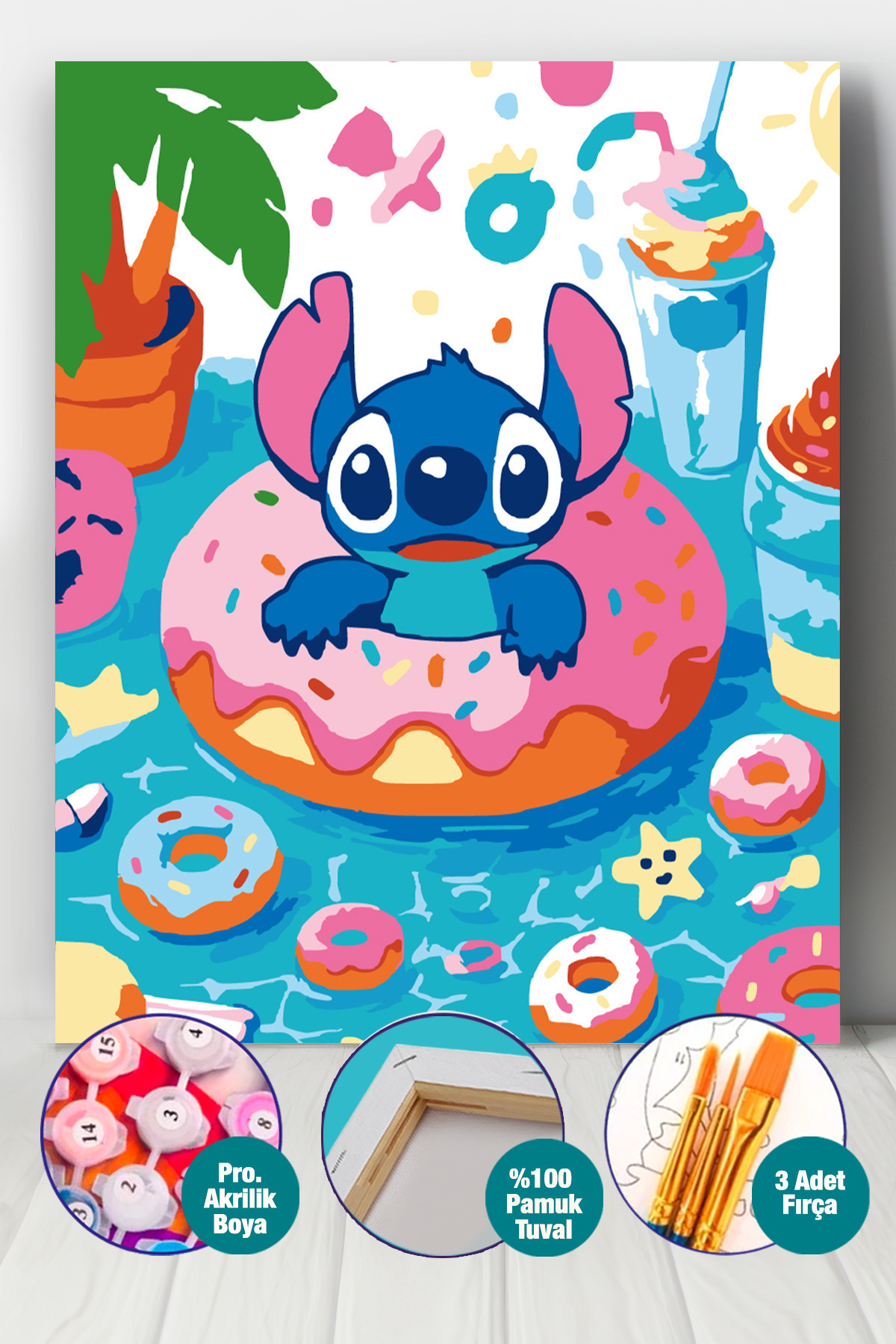 Picasso World Hobby Art Çocuk Sayılarla Boyama Numaralı Tuval Seti Fırça Boya Dahil 30x40 Cm Stik Tatilde