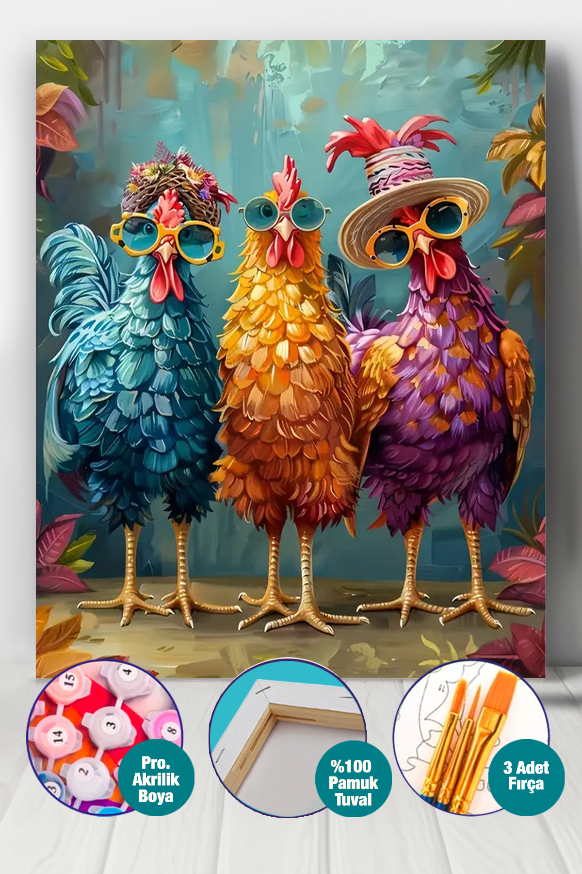 Picasso World Hobby Art Sayılarla Boyama Numaralı Tuval Seti Fırça Boya Dahil 40x50 Cm Üç Kız Kardeş