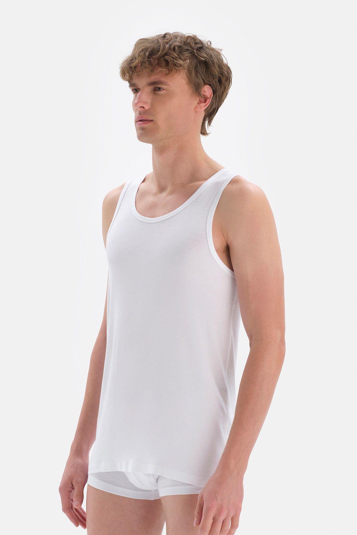 Dagi-Tricou alb Micro Modal pentru bărbați 3