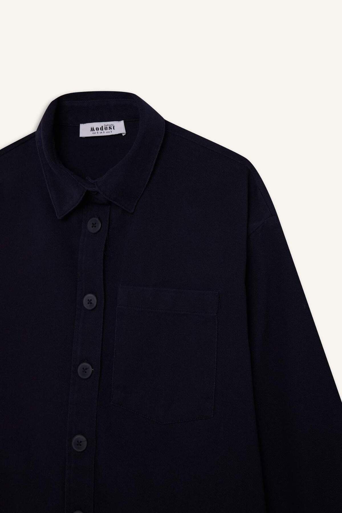 DeFacto-Relax Fit Basic Straight Gabardine Langarmshirt Tunika A6474AX24WN 7