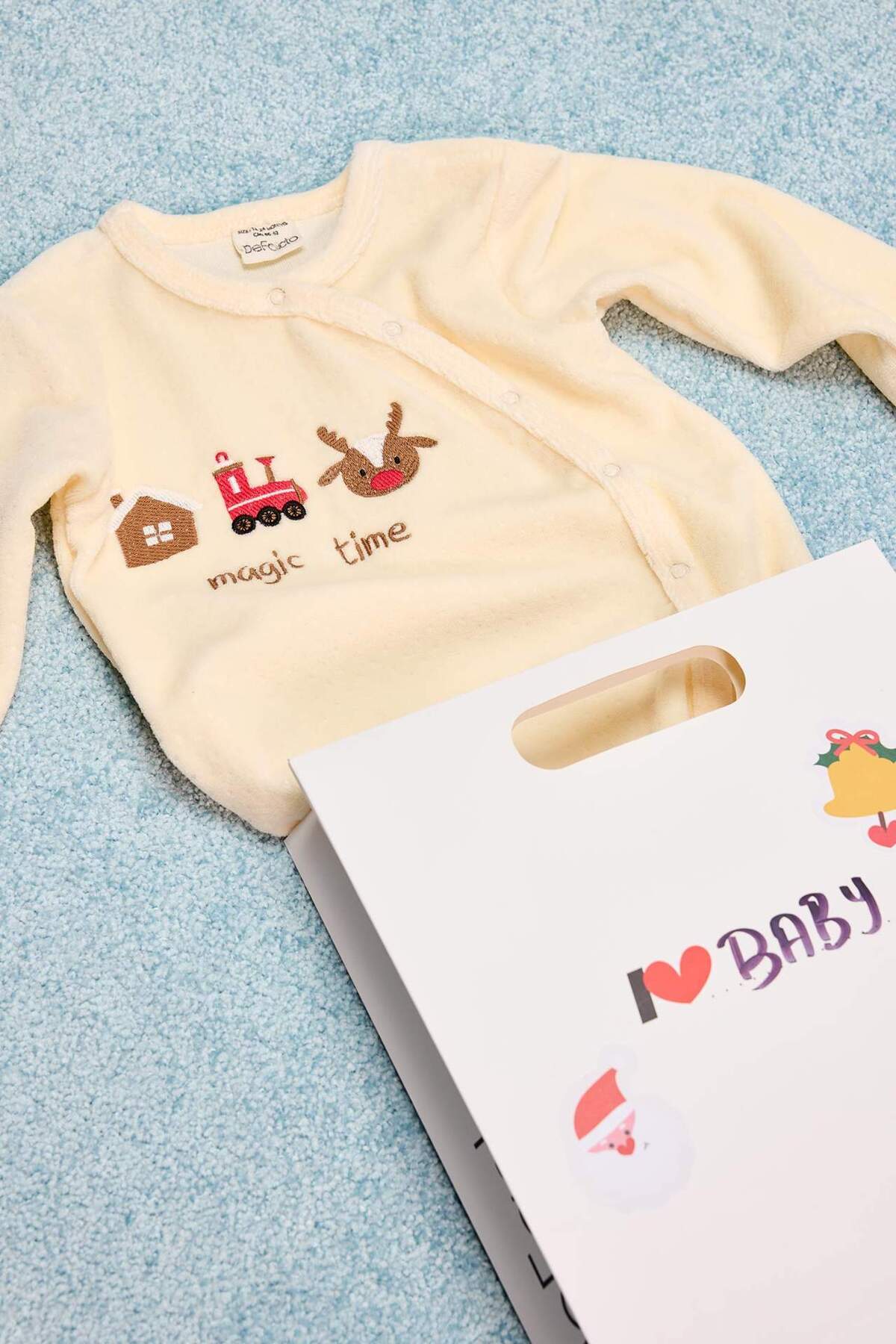 DeFacto-Baby Junge Neugeborenes Neujahrsthema Langarm Snapback Samt Overall D6510A524WN 6