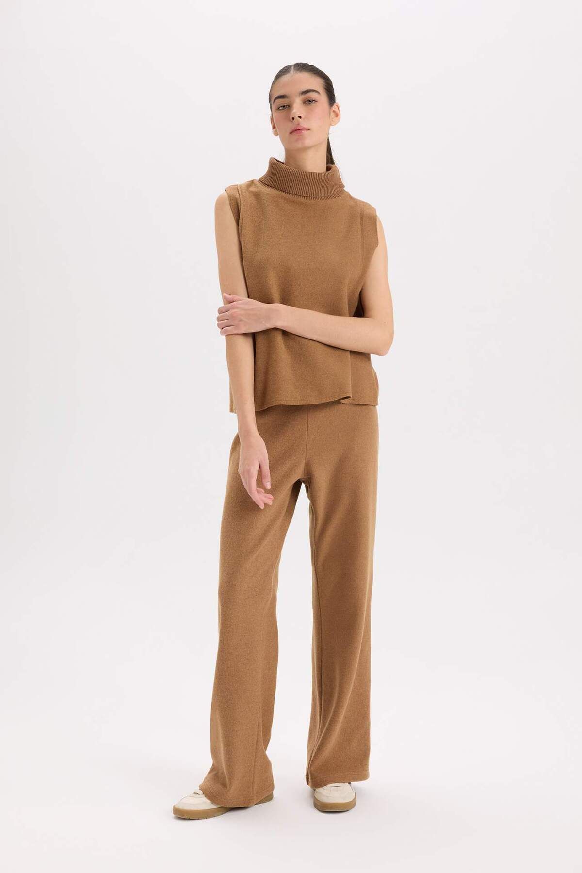 DeFacto-Pantaloni largi, largi, cu șireturi, cu talie elastică D9815AX24WN 3