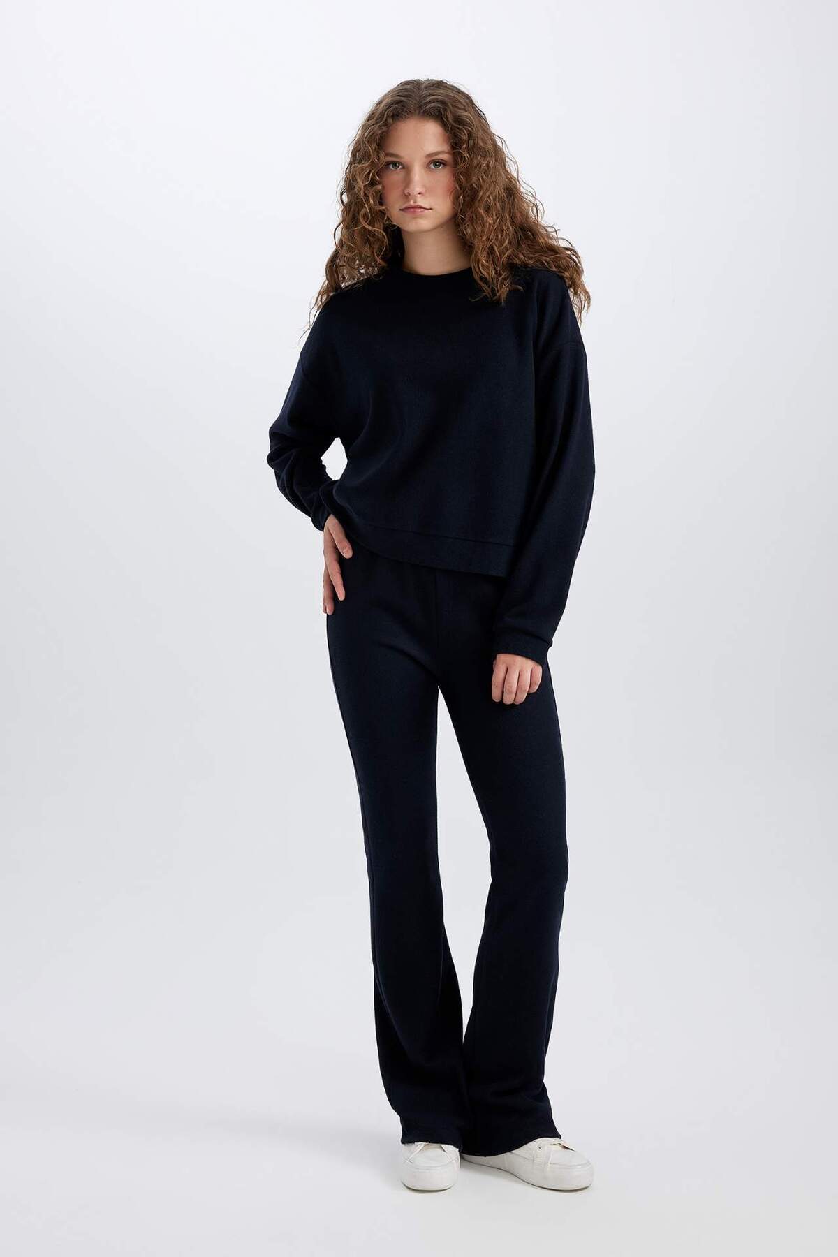 DeFacto-Flexible Waisted Plain Crew Neck 2-Piece Set - E3841Axns 2