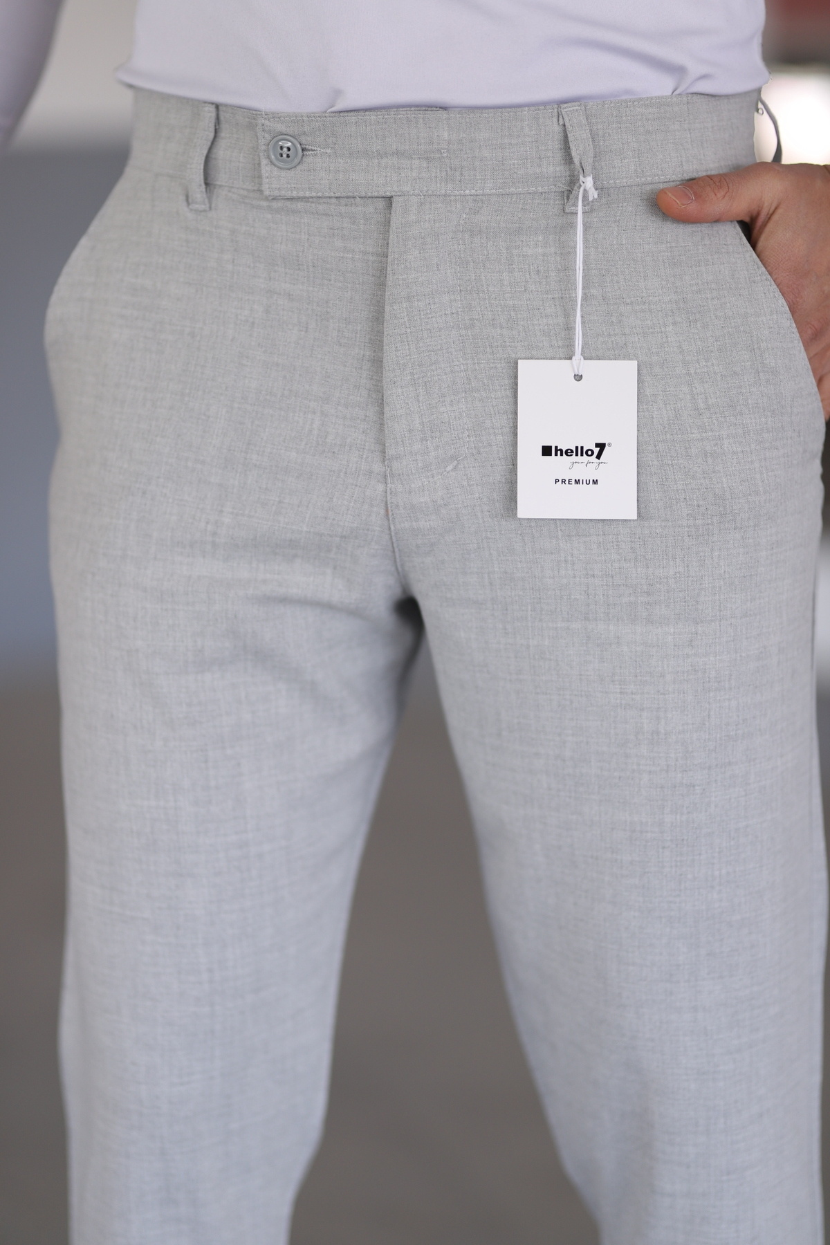 hello7-Men's Light Grayquality Lycra Italian Cut Suitable for Every Environment Stylish and Comfortable Short Tongue Fabric Trousers 5