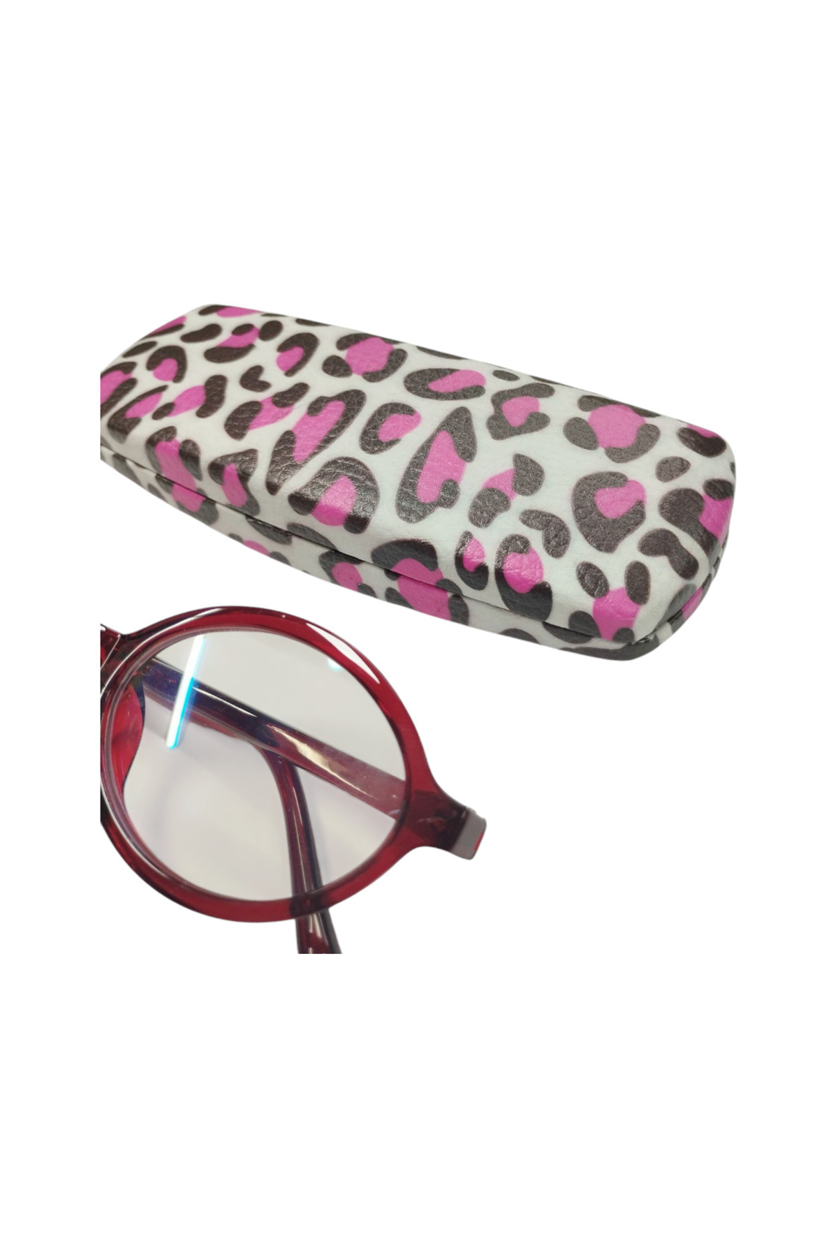 bonjorno aksesuar Oval Desenli Gözlük Kılıfı Optik Çerçeve Için (SERT) Silme Bezi Hediyeli