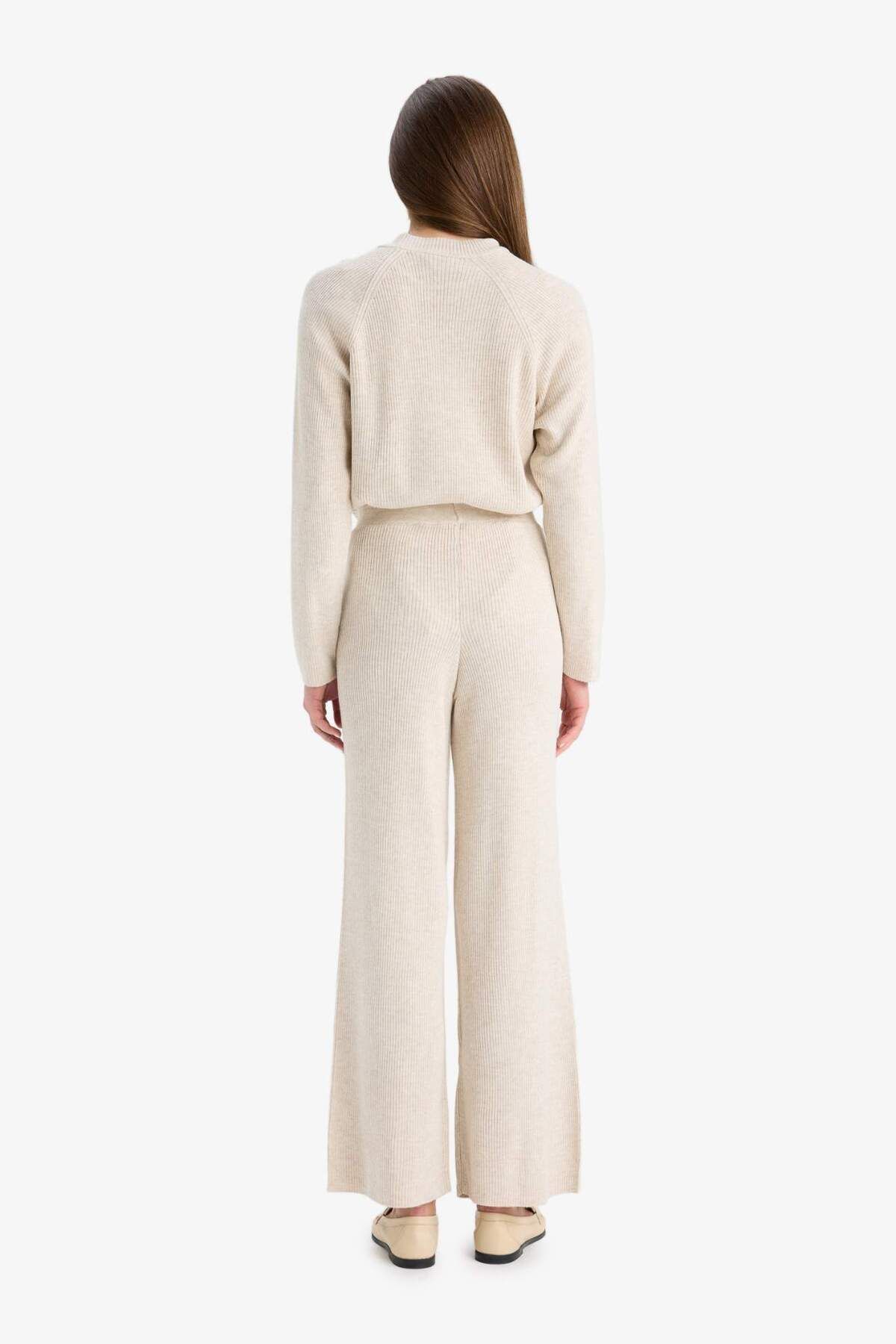 DeFacto-Pantaloni Tricot Regular Fit Basic Duz Talie Elastica Duz Paca D6912AX24WN 7