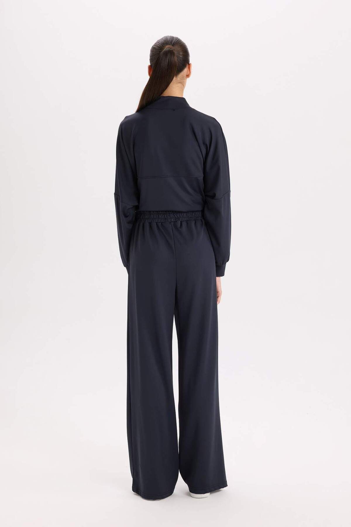 DeFacto-Jogginghose mit weitem Bein und weitem Bein, Basic, einfarbig, elastische Taille, Schnürung E3953AX24WN 5
