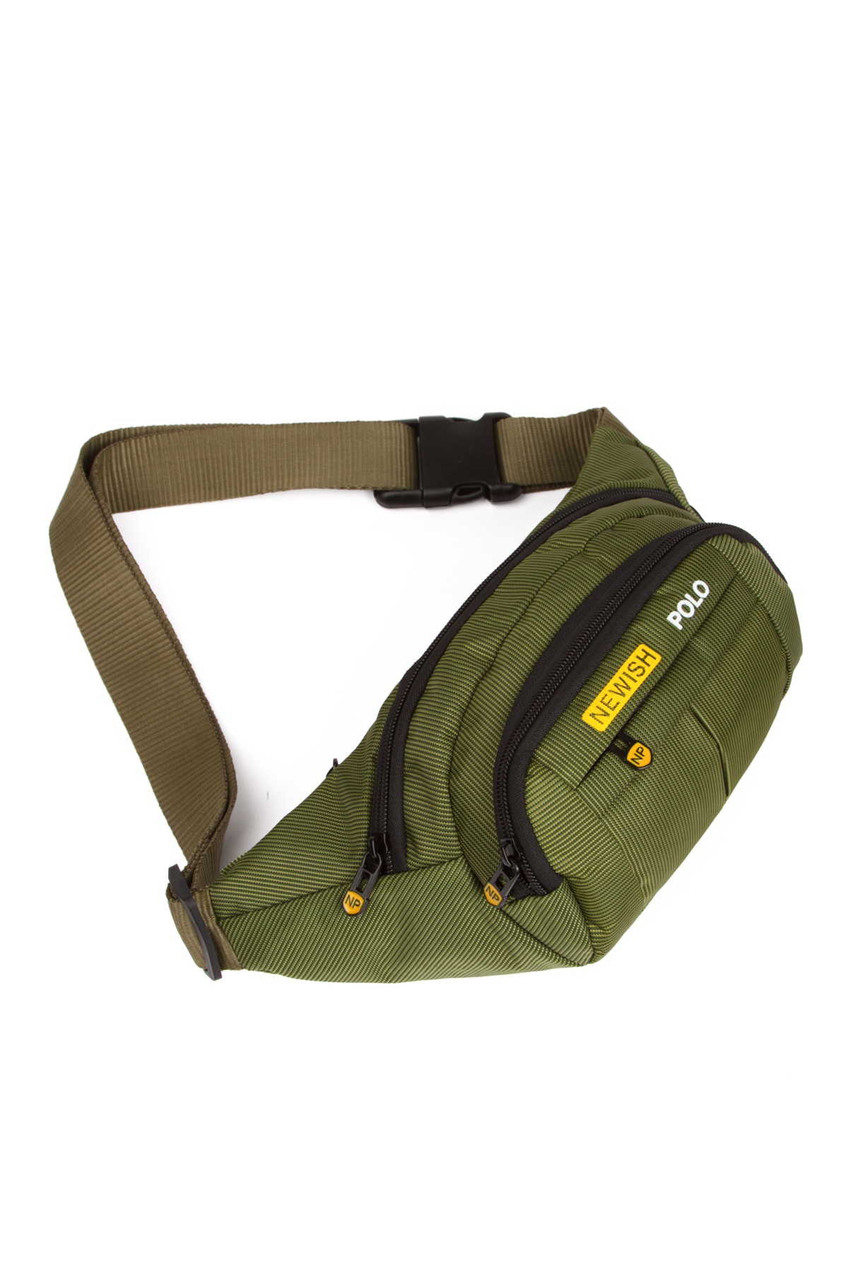 Newish Polo Erkek Kumaş USB Kulaklık Çıkışlı Crossbody Çapraz Göğüs Omuz ve Bel Çantası - Haki görsel 4
