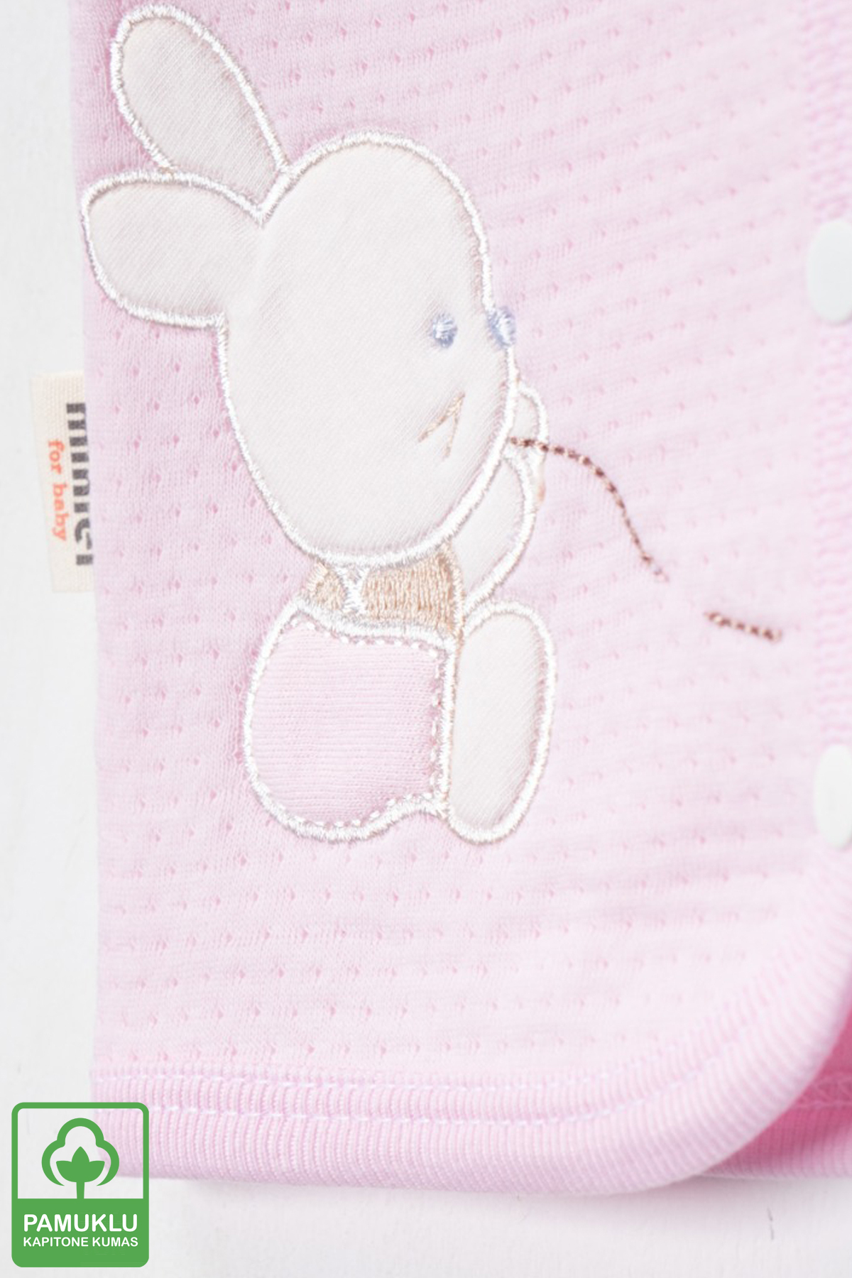 Miniel Kız Bebek Tavşan Nakışlı Organik Pamuklu 3-6-9 Ay 2li Kapitone Bebek Yelek - Pembe fotoğrafı 3 (önizleme)