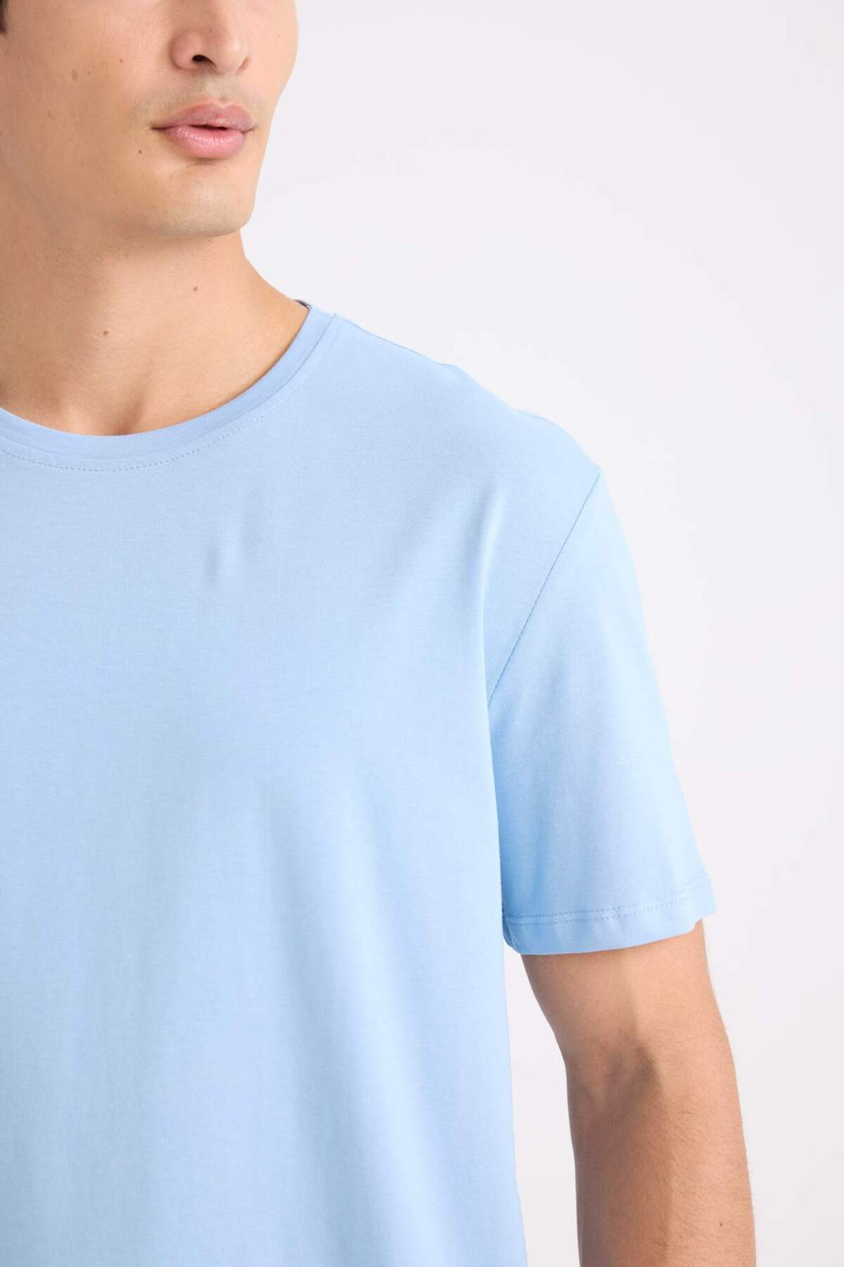 DeFacto-100% bumbac Tricou cu mânecă scurtă, cu decolteu, cu croiala normală, E1091AXNS 5