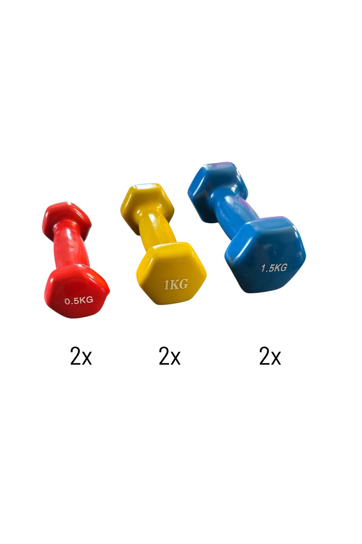HEPİTOP 6 Kg Vinly Kaplı Dipping Dumbbell Set Kadınlar İçin Çantalı Dambıl Set 0,5 kg, 1 Kg, 1,5 kg
