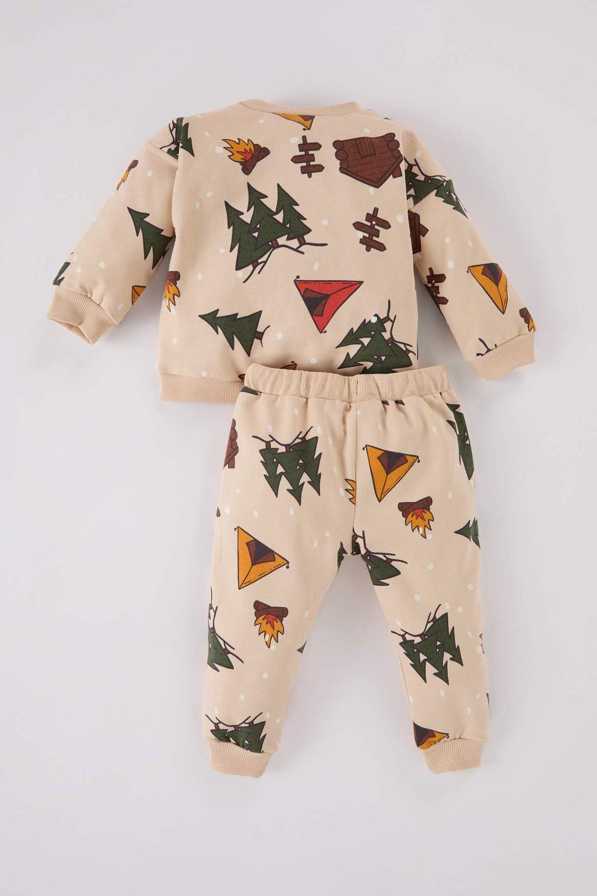 DeFacto-Baby Boy 2-Piece Set New Year Printed Crew Neck Sweatshirt with Elastic Waist Bottom D5932A524Wn 5
