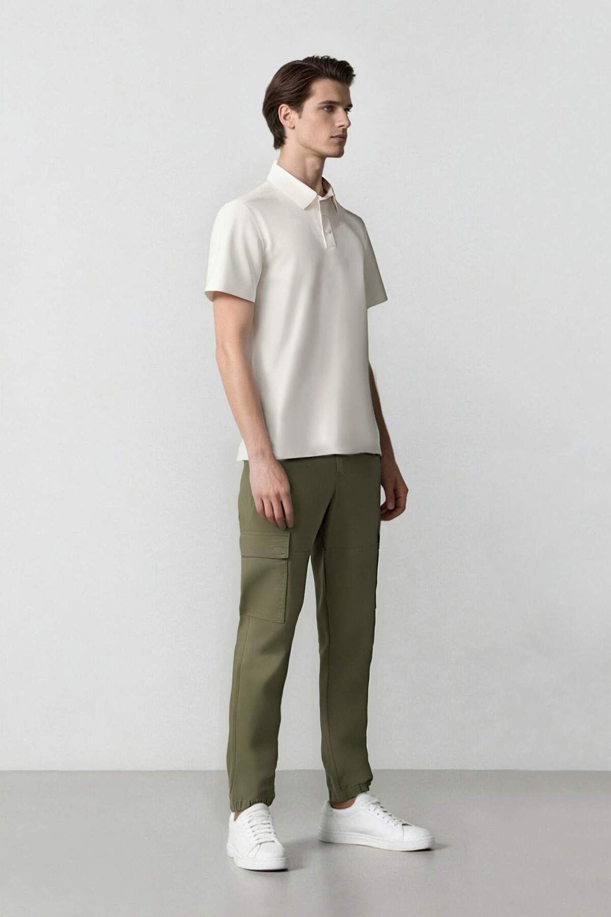 DeFacto-Παντελόνι Jogger Gabardine - Ελαστική μέση, τσέπη Cargo και ελαστικό πόδι E1037ax24wn 4