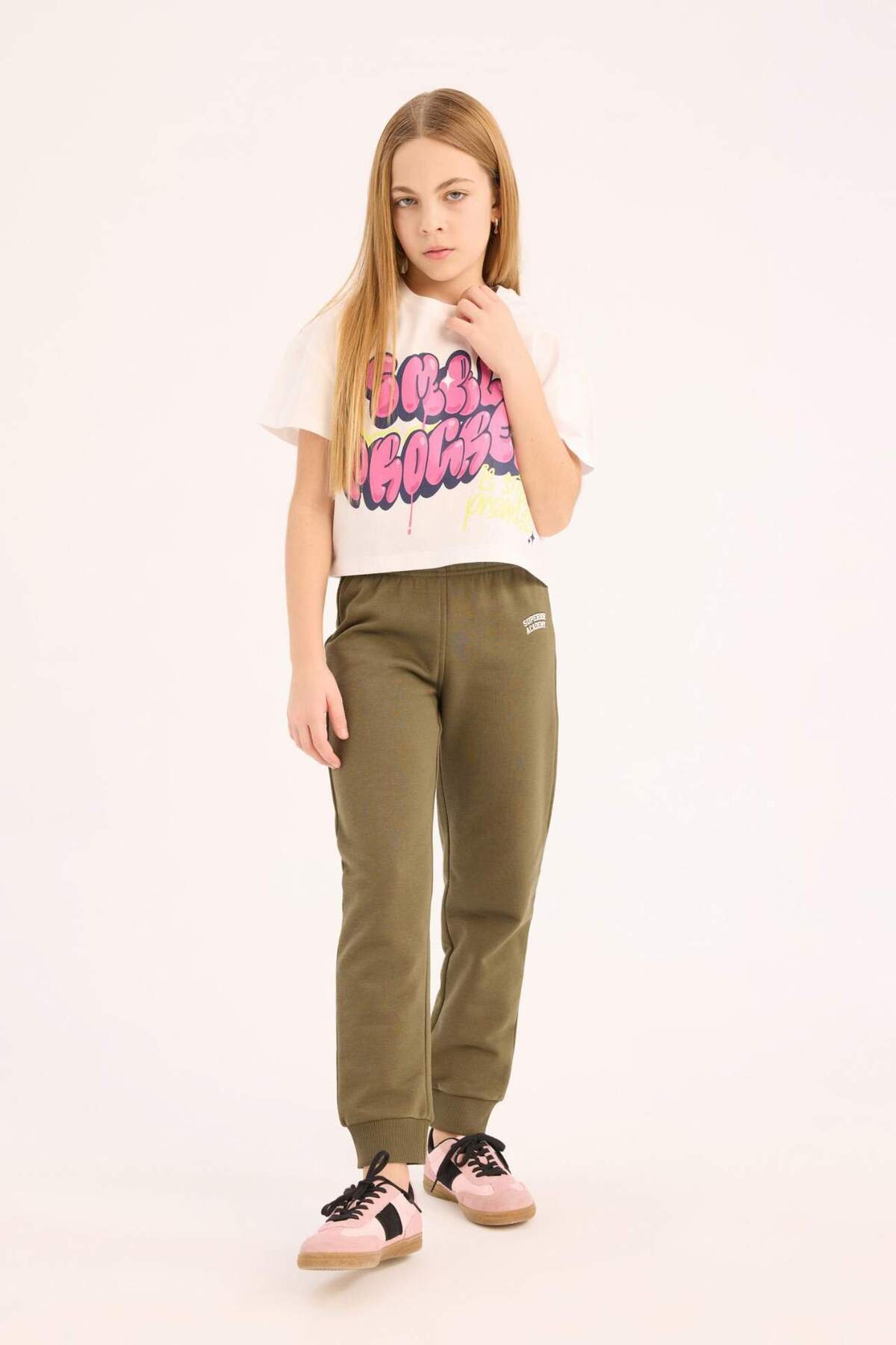 DeFacto-Girl's Printed Rubber Leg Jogger Sweatpants - D7011A824Wn 2
