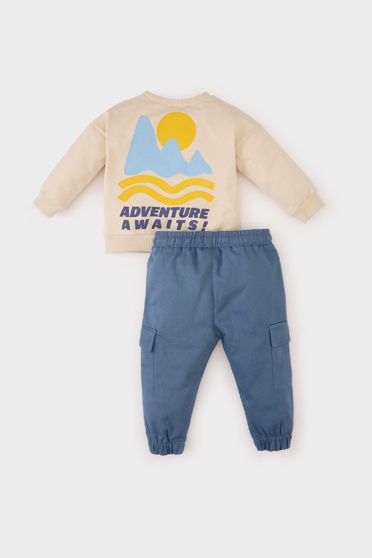 DeFacto-Baby Boy 2-Piece Set Printed Sweatshirt with Elastic Waist and Legs Bottom D3348A525Sp 5