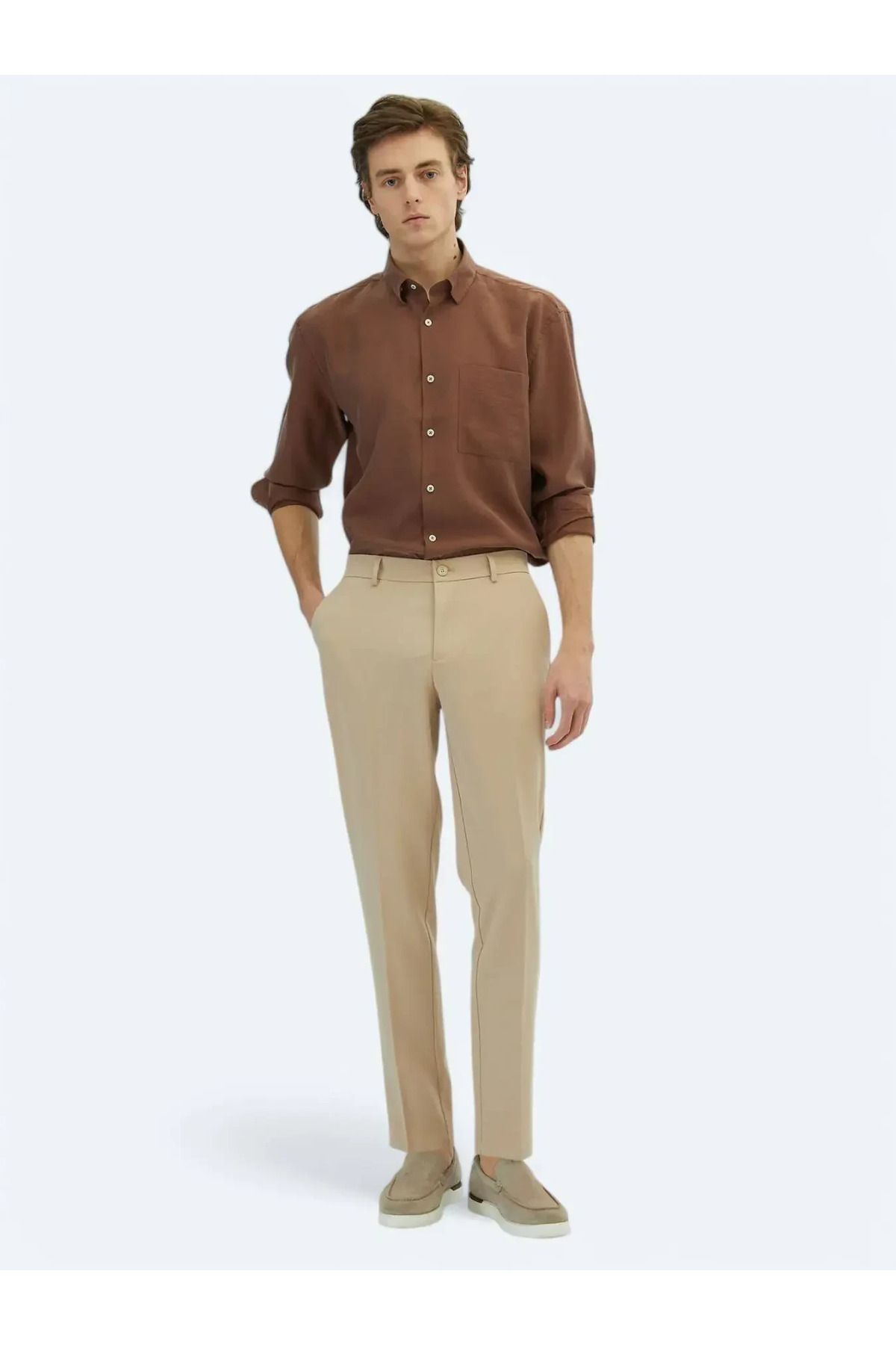Kip-Beige Woven Jogging Fit Casual Trousers 1