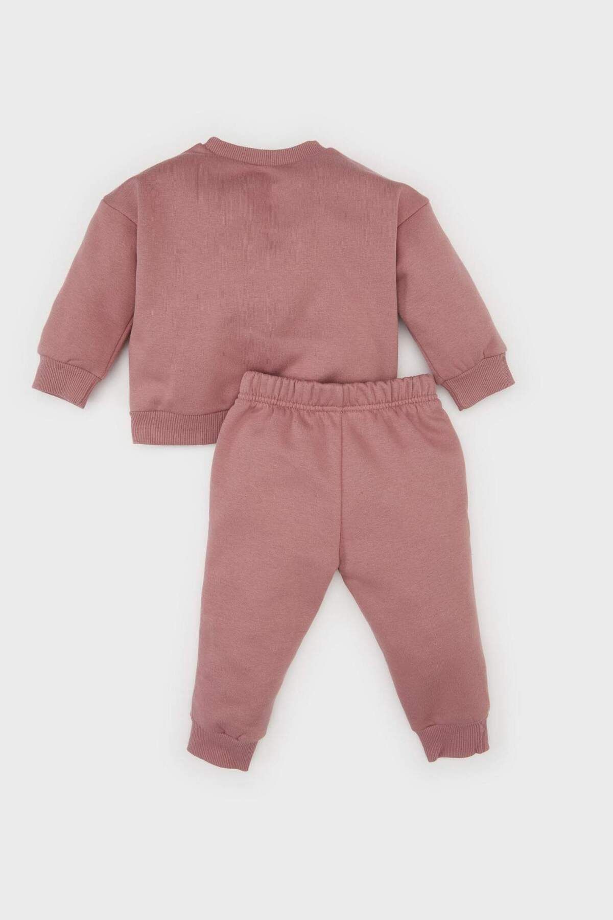DeFacto-Set de 2 bucăți pentru fetiță, hanorac imprimat cu decolteu, pantaloni de sport cu talie elastică D0813A524WN 4