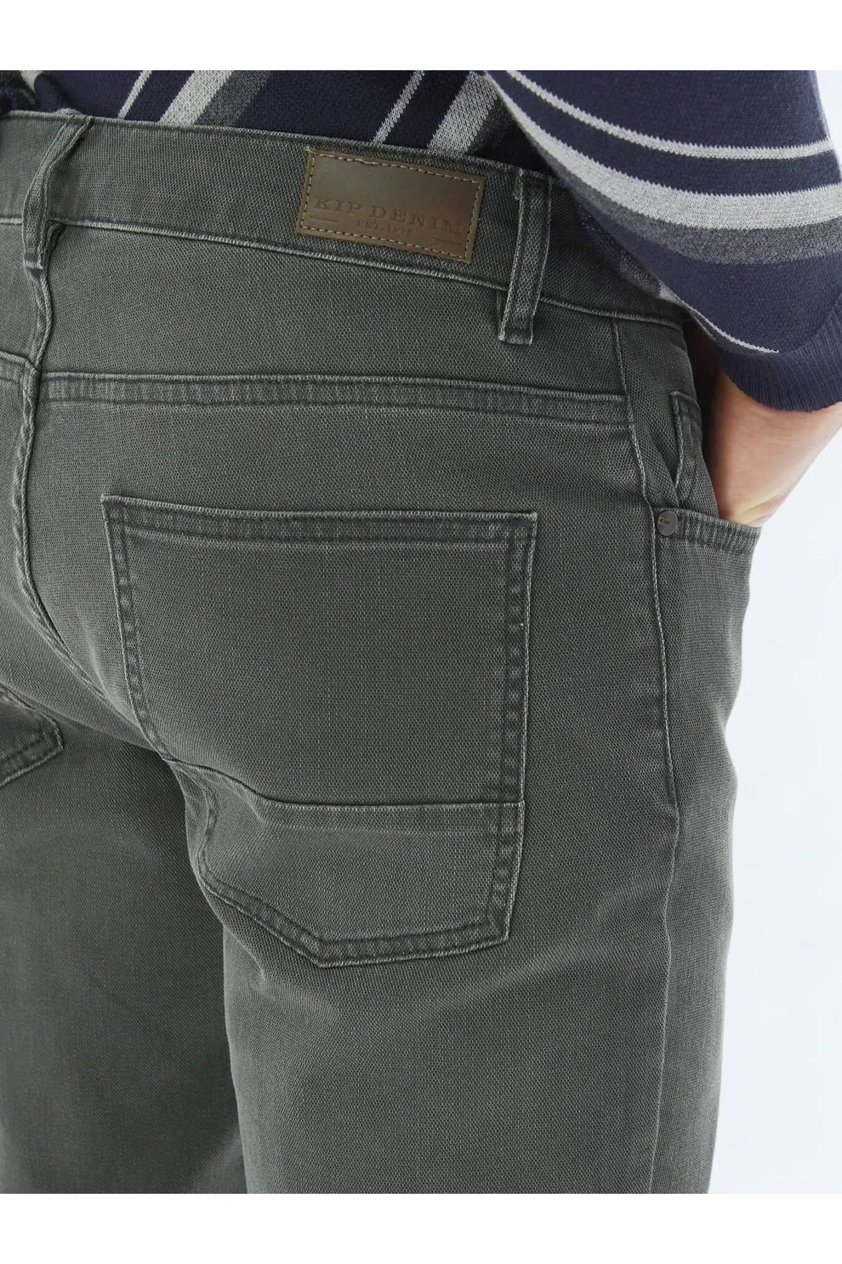 Kip-Khaki Slim Fit Denim Cotton Trousers 4