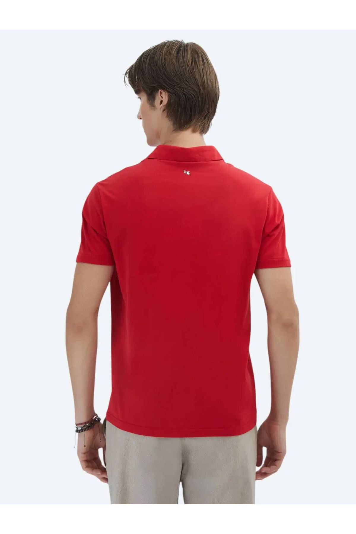 Kip-Red Plain Polo Neck 100% Cotton T-Shirt 6