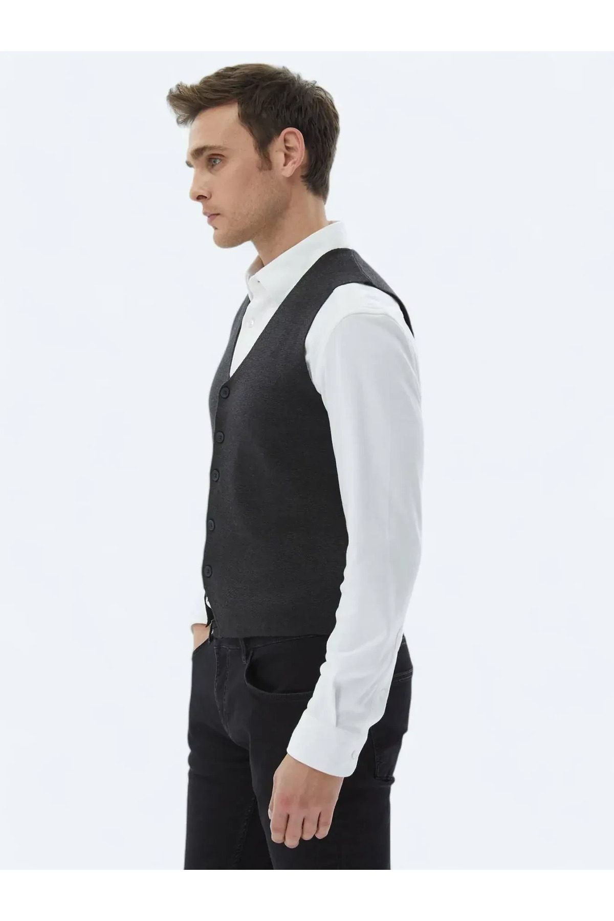 Kip-Антрацит Regular Fit Casual Трикотажний жилет 4