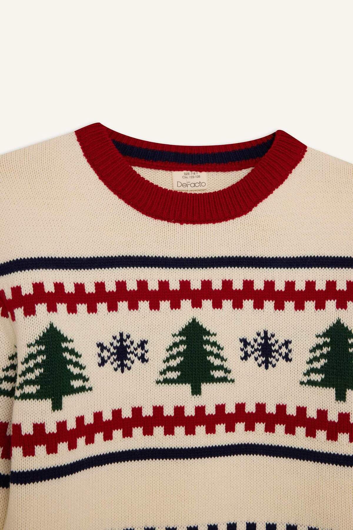 DeFacto-Jungen-Strickpullover mit Rundhalsausschnitt und Neujahrsmotiv C9634A824CW 8