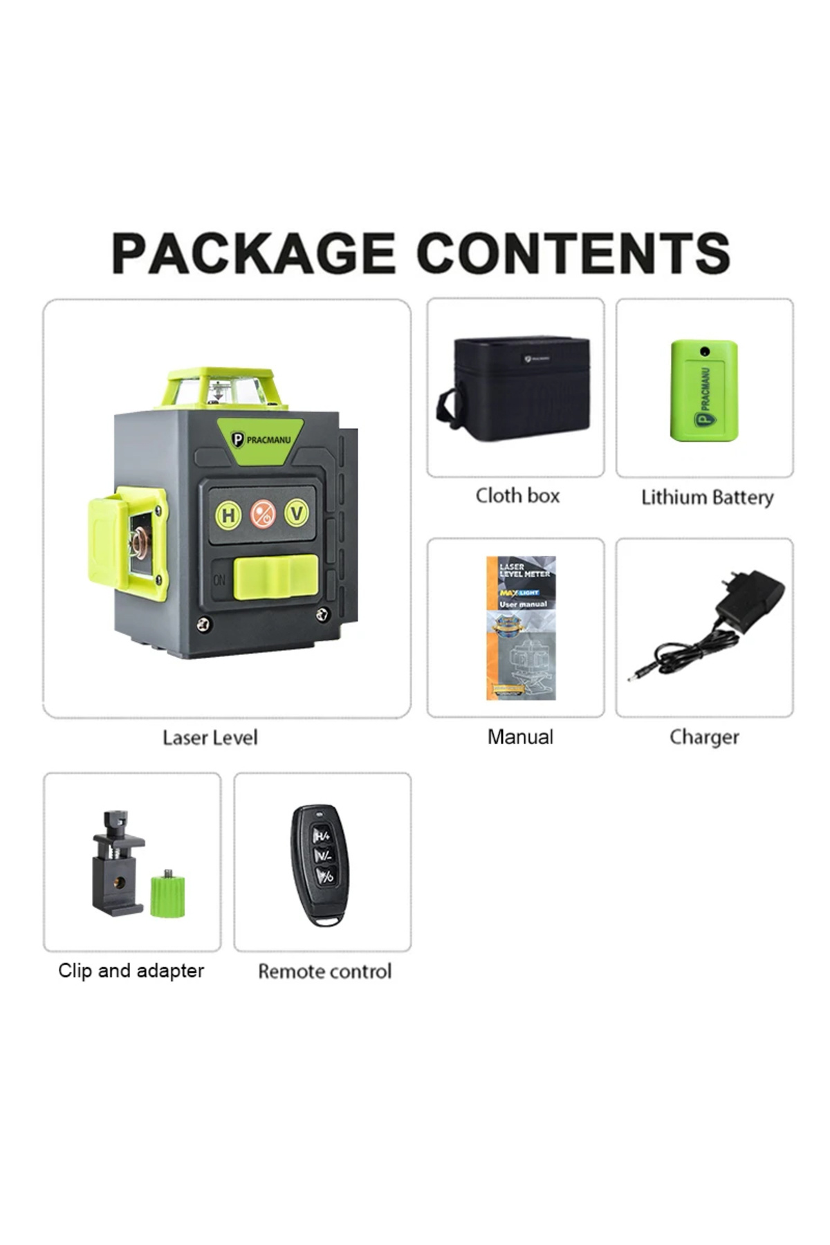 pracmanu-set 3 Mini 12 Lines 3D Laser Level 360 Self-Leveling Horizontal And Vertical Cross Line Las 1
