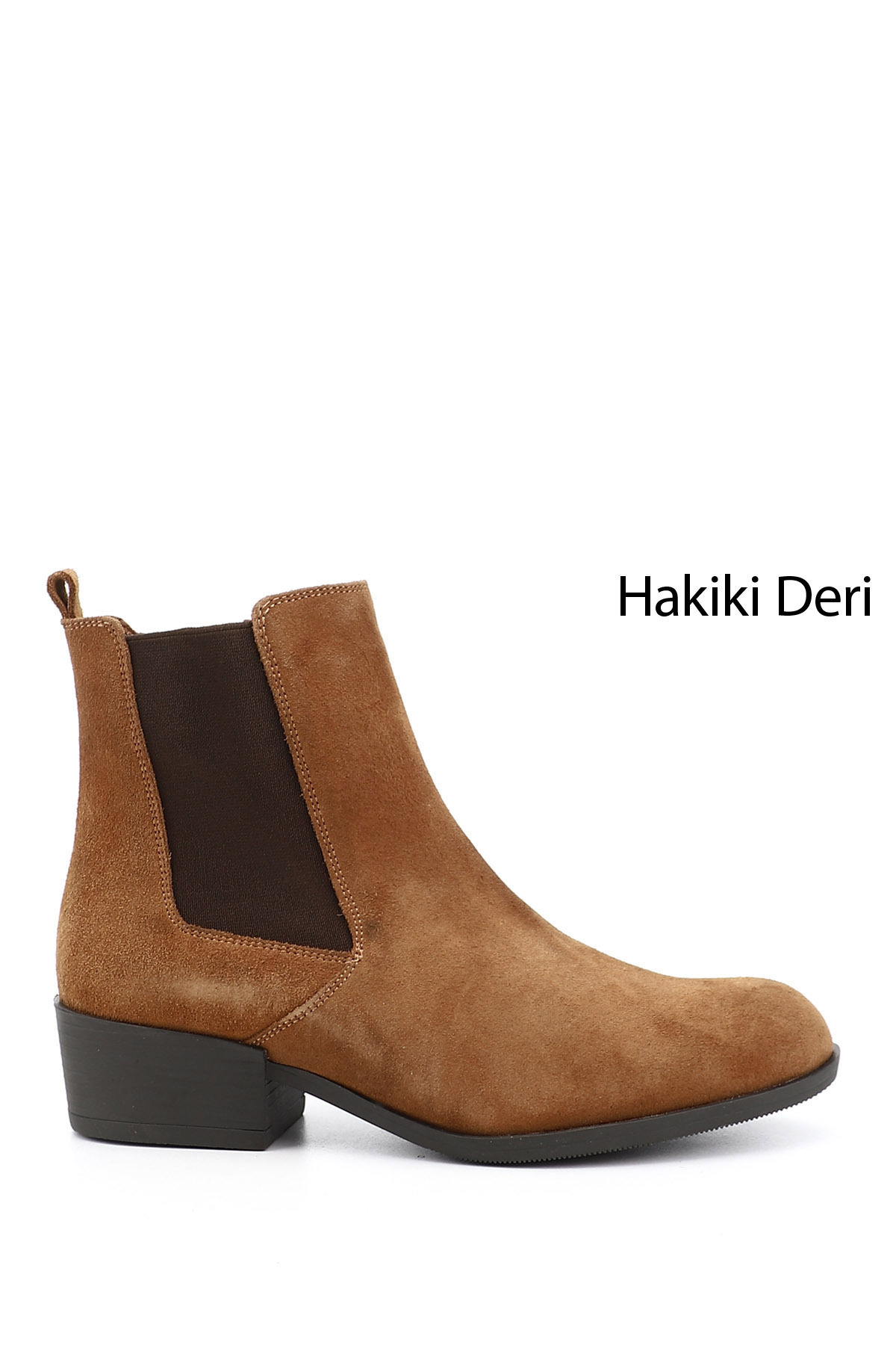 GÖNDERİ(R)-Damen-/Mädchen-Chelsea-Stiefel aus braunem Wildleder mit Reißverschluss und dickem Absatz aus echtem Leder 1