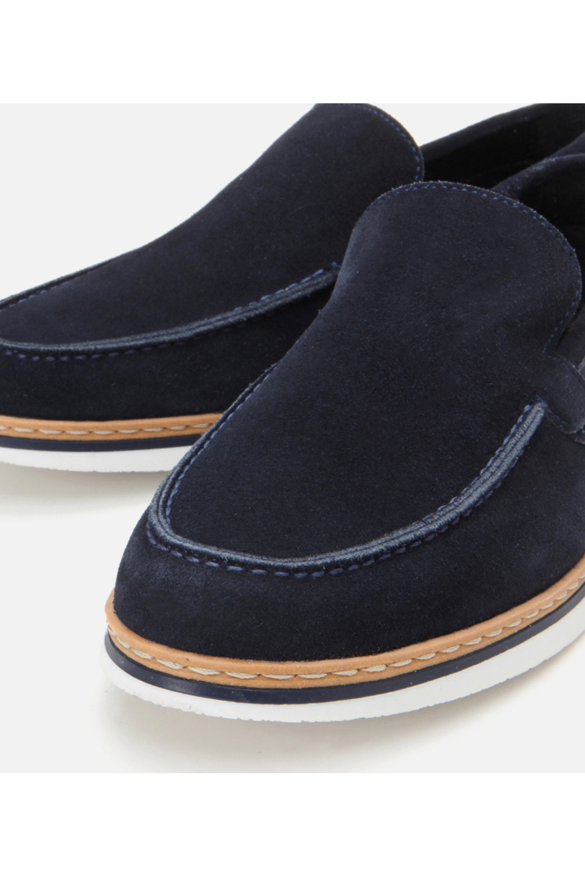 Hotiç-Men's Suede Leather Navy Blue Comfortable Loafer 3