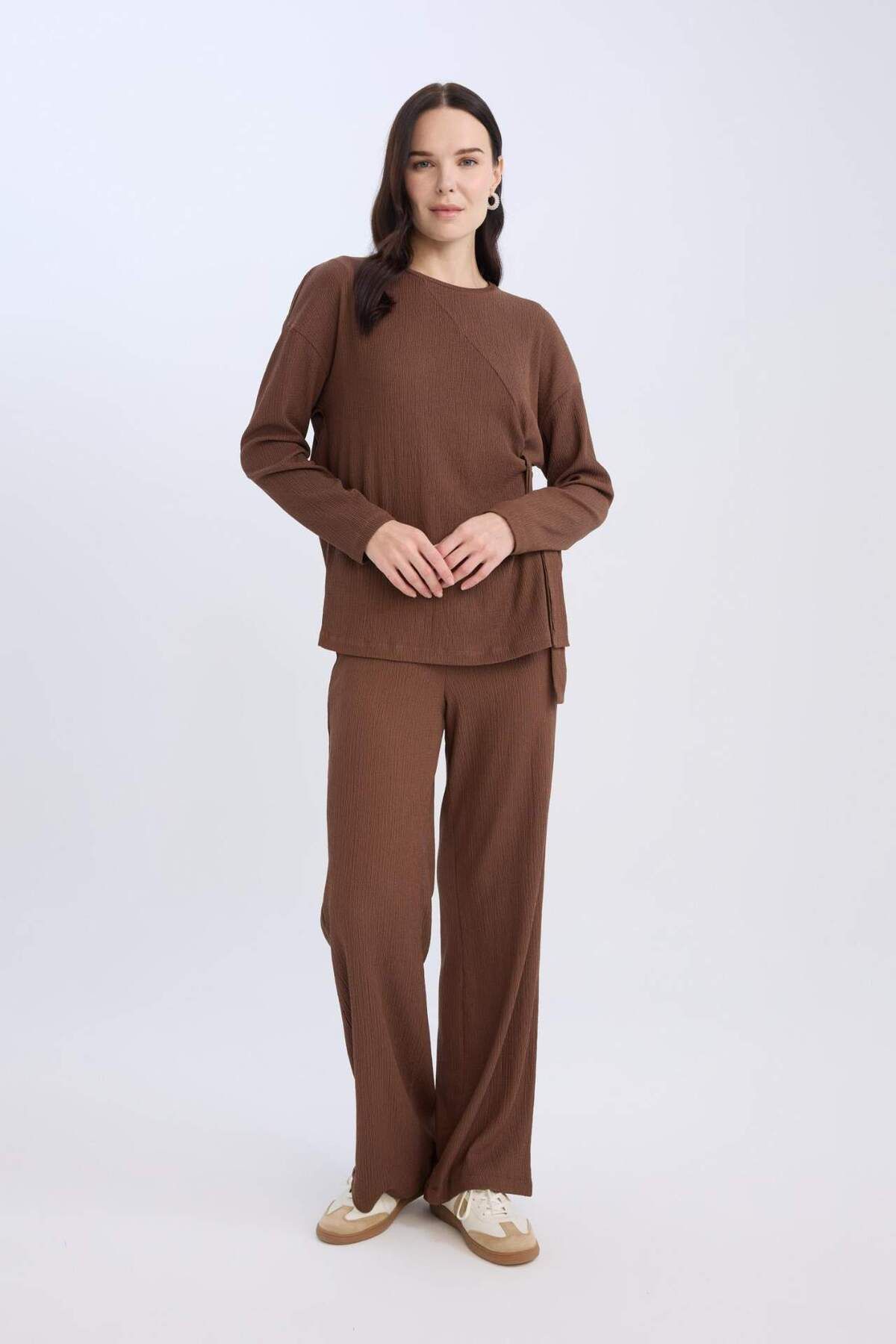 DeFacto-Bürümcük Hose mit weitem Bein, weitem, lockerem Bein, flexibler Taille C0200AX24AU 1