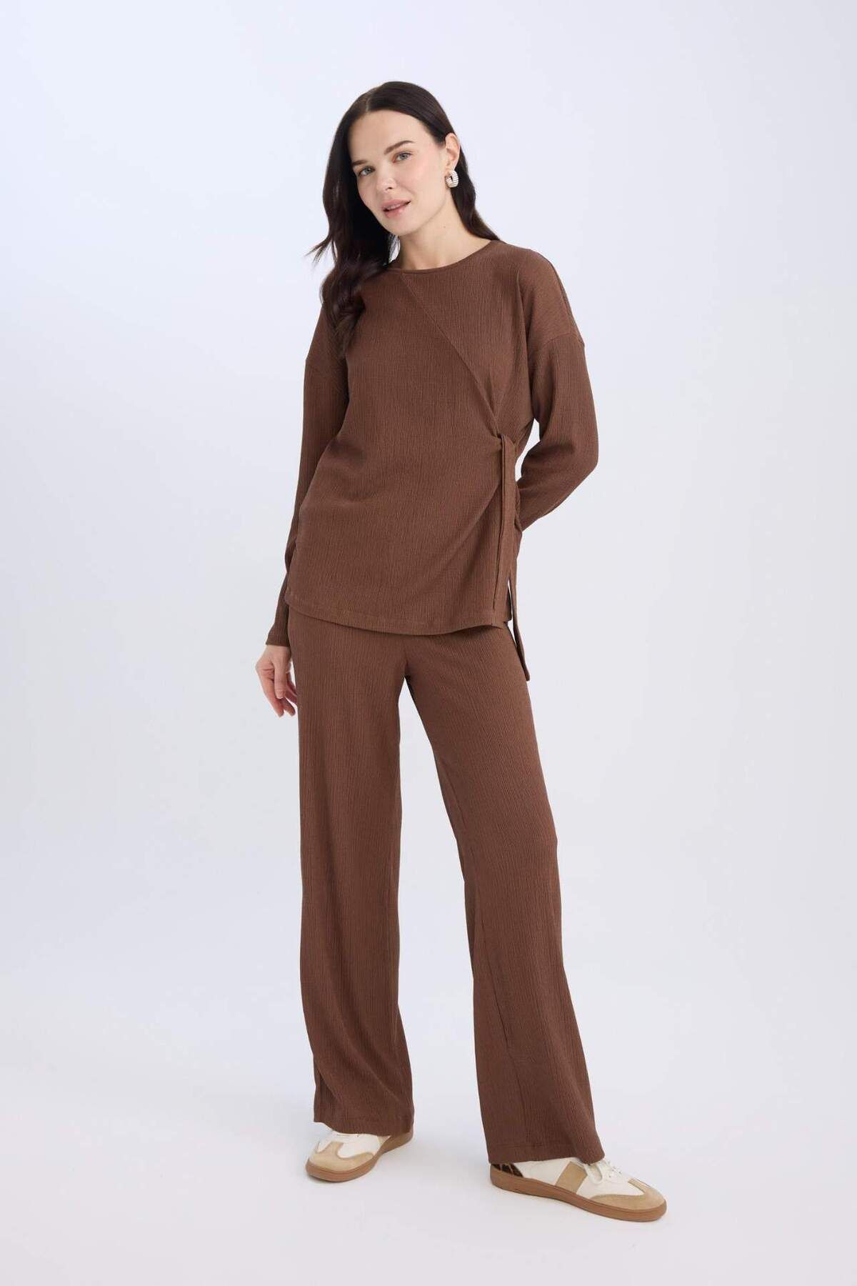 DeFacto-Bürümcük Hose mit weitem Bein, weitem, lockerem Bein, flexibler Taille C0200AX24AU 2