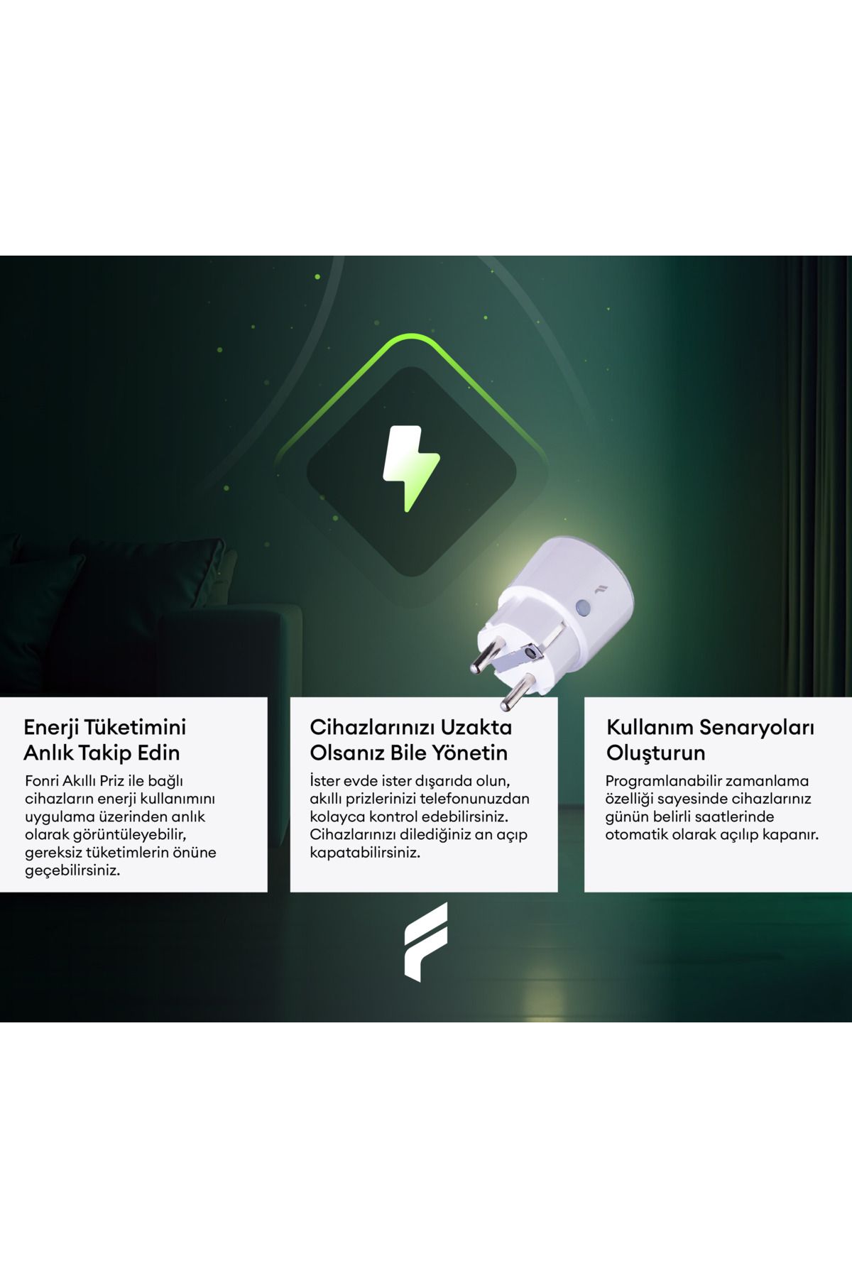 Fonri-Smart Socket (16 Amper) Set of 3, Remote Control, Instantaneous Energy Consumption Tracking, Timer, Tuya 3