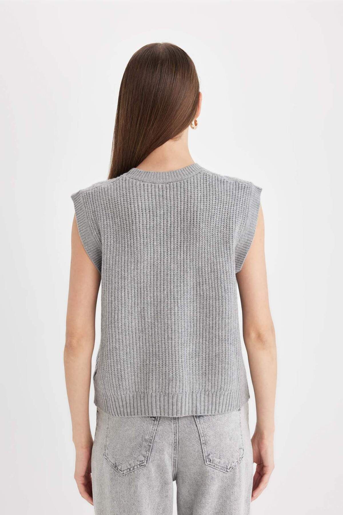 DeFacto-Strickpullover mit normaler Passform, Rundhalsausschnitt, Basic, glattes Haar, Strickmuster, C9041AX24WN 6